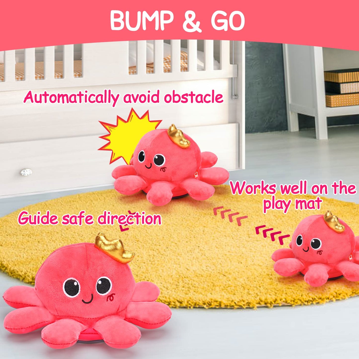 Baby Toys 6-12 Months Musical Crawling & Walking Octopus Plush Light up Stuffed Animal Dancing 1 Year Old Girl Gifts Music Sensory Infant Toy 0-6 7 8 9 Months Learning Newborn Baby Girls Birthday Gift