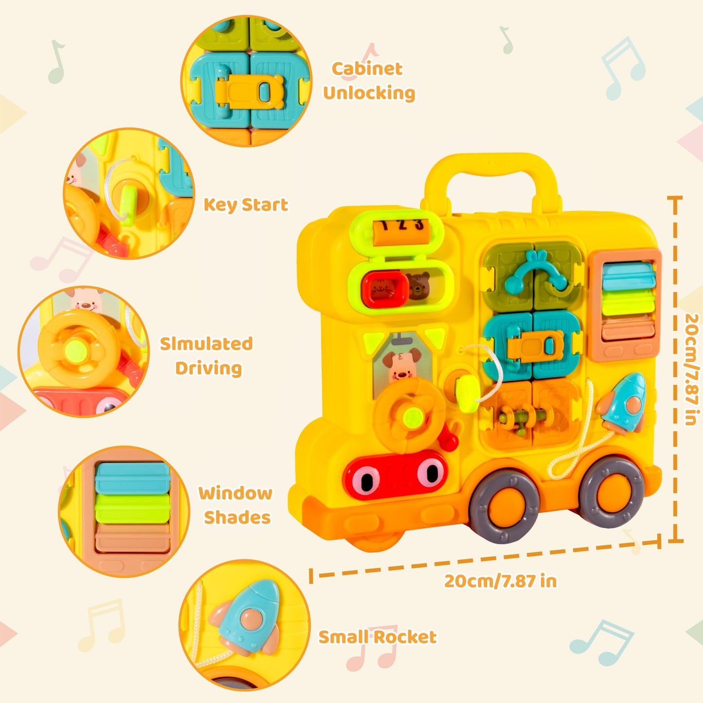 iFaveorr Montessori Busy Board for 1-2 Year Old Girl Gift, Musical Montessori Toys for 1 Year Old, Early Educational Toy for Toddler 1-3, Christmas, Birthday Gift for 1+ Year Old Baby Girl