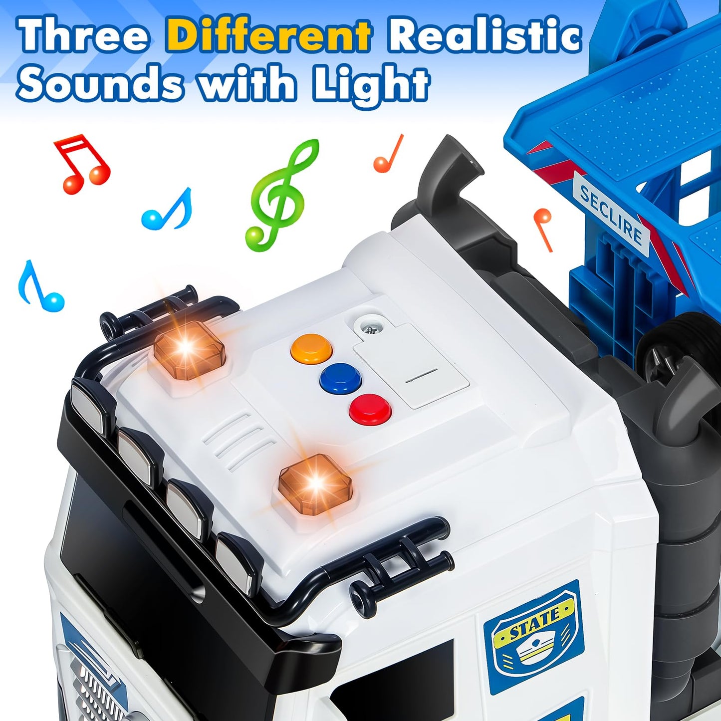 BainGesk Semi Truck Toys Car for 3, 4, 5, 6, 8 Years Old Boys Girls, Adjustable Double Decker Carrier Truck with Light & Sound, Car Hauler with Trailer Toy, Large Transport Toy Gifts for Toddler