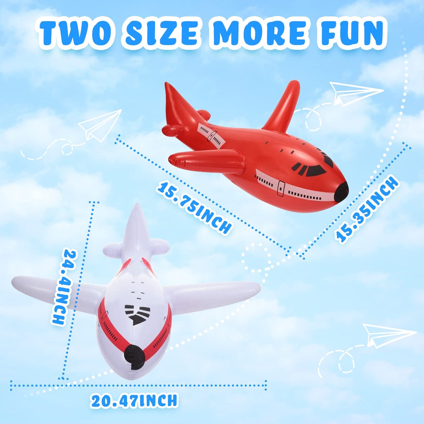 Lewtemi 12 Pieces Inflatable Airplanes Party Decoration Red White Blue Aircraft Inflates Plane for Independence Day Birthday Shower Party Supplies 24.5 and 15.75 Inch
