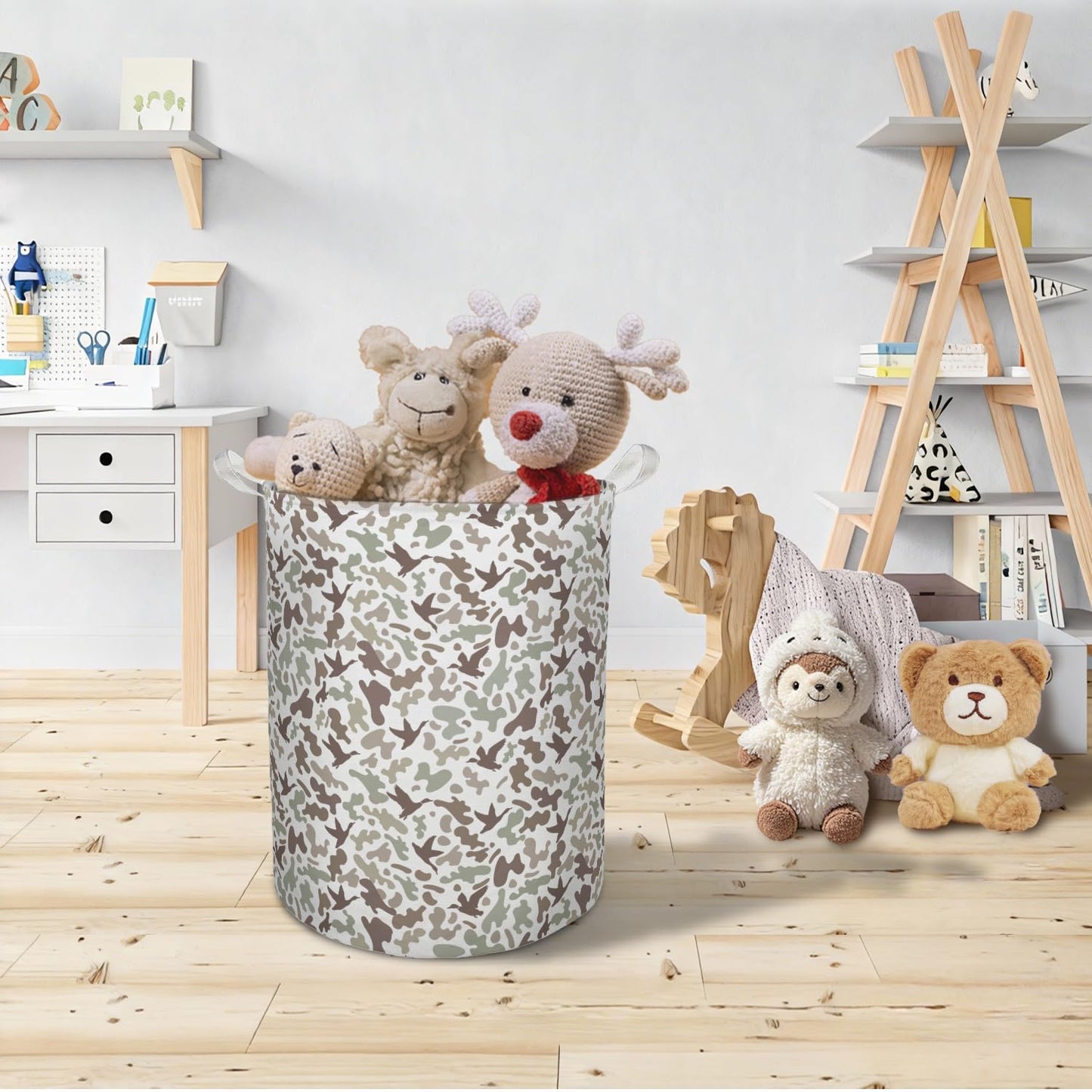TAZSWDMM Duck Hunting Nursery Laundry Basket Hamper, Retro Camo Duck Hunter Foldable Clothes Toys Books Storage Box Bins Baskets Organizer for Kids Boys Room Bedroom Bathroom Home