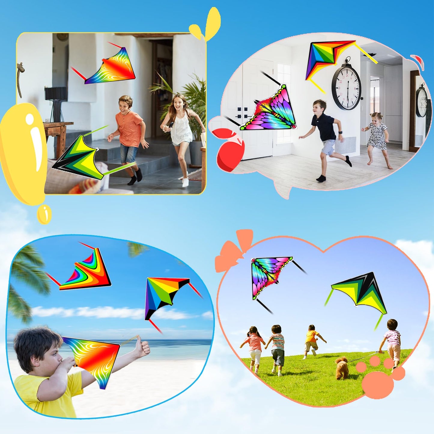 6 Pcs Mini Kites for Kids Ages 3-5 4-8 8-12, Finger Launcher Kites Easy to Fly on Beach|Park|Plaza|Garden|Backyard, Great for Birthday Party Favors Goodie Bags Stuffers