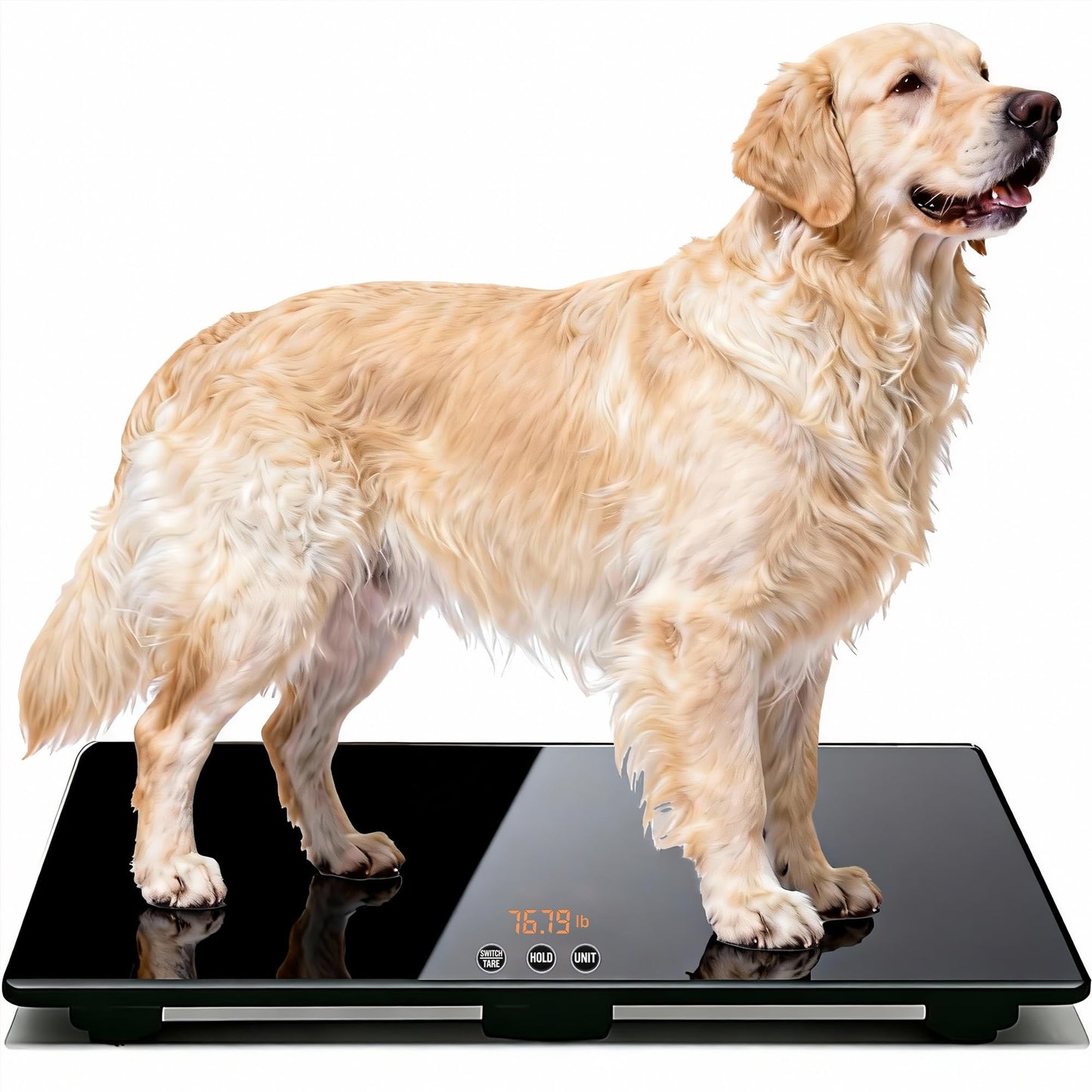 ONE-MI Dog Scales for Large Breed - Heavy Duty 220 Pounds Large Pet Digital Veterinarian Scale, Precision ±0.02lb, Tempered Glass Platform for Animals Packages Luggage, L(25.5inches), Black