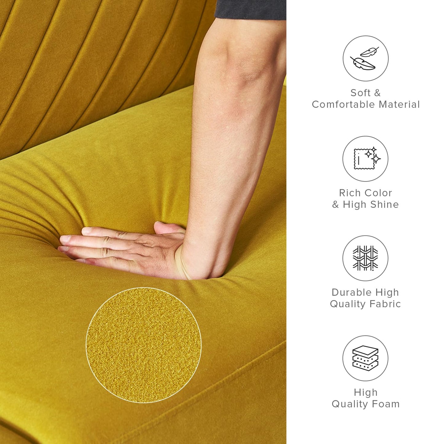 mopio 76.4" Futon Sofa Bed, Couch, Loveseat, Sleeper Sofa, Mid Century Modern Futon Couch, Sofa Cama, Couches for Living Room (Antique Gold Premium Velvet)