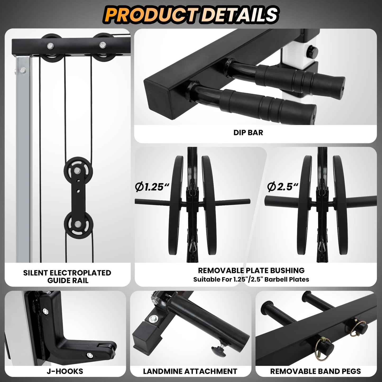 GarveeLife Power Cage, Multi-Function Power Rack with LAT Pulldown, 1600 LBS Weight Capacity Fitness Squat Rack with Cable Pulley System and j-Hooks, Dip Bars and Landmine Attachment for Home Gym
