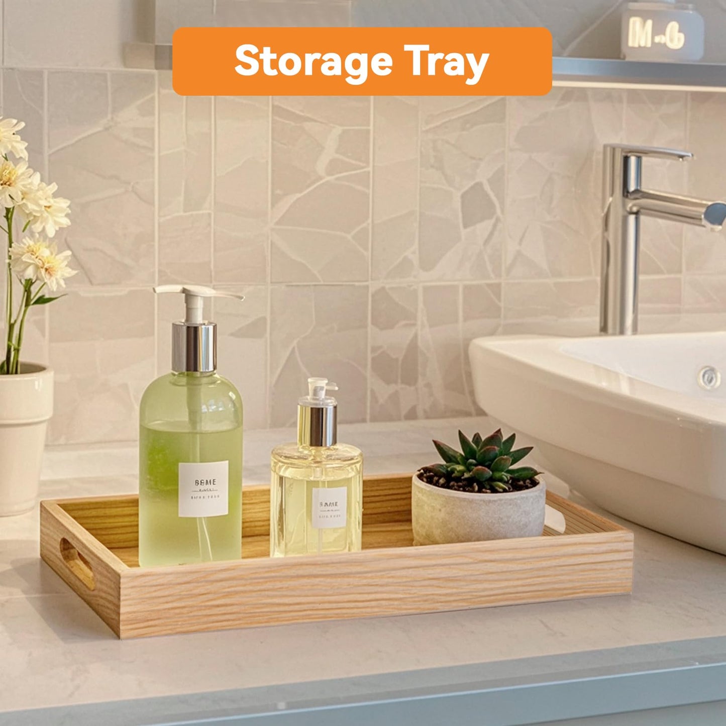 Wooden Serving Trays with Handle - 2 Pieces Unfinished Wood Nested Breakfast Food Serving Trays for Craft Kids Montessori Snacks Home Decor Kitchen Party Dinner