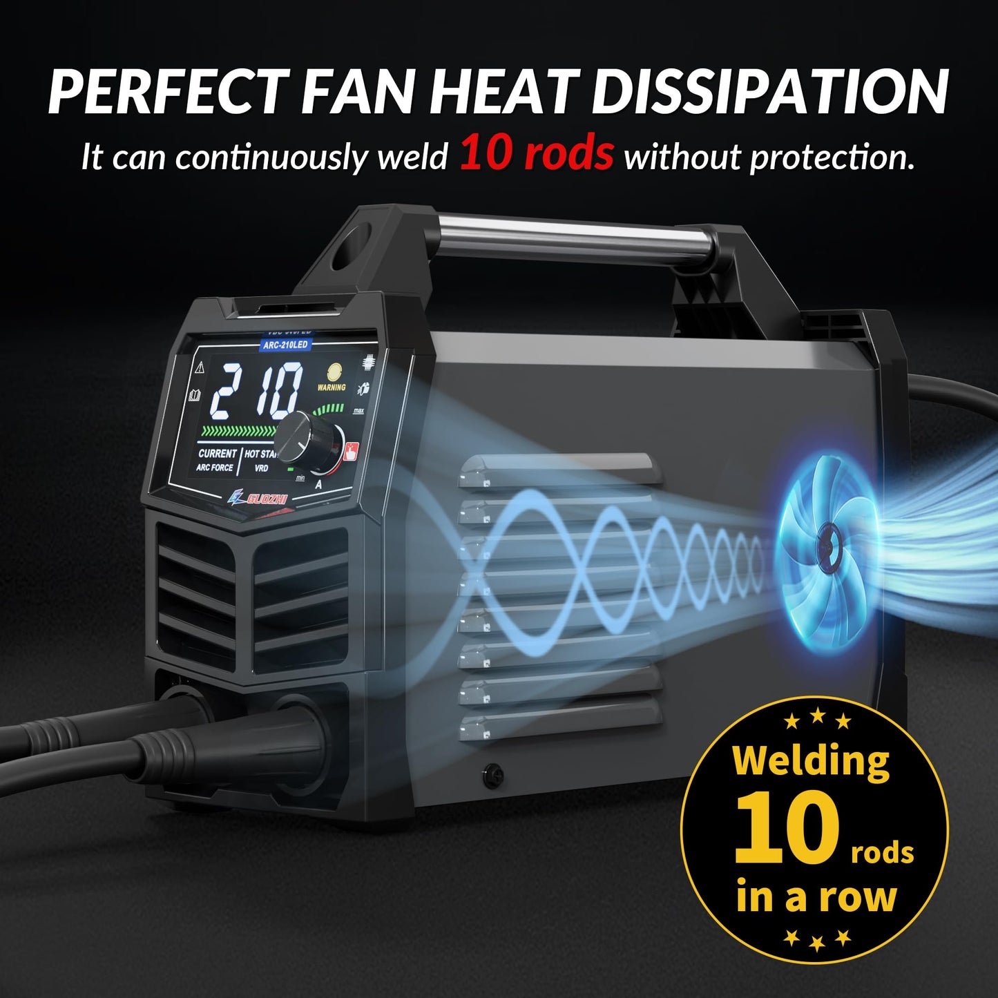 GZ GUOZHI Stick Welder 210Amp Large LED Display Digital Inverter IGBT Welding Machine,110V/220V Dual Voltage Hot Start Portable MMA ARC Welder Machine
