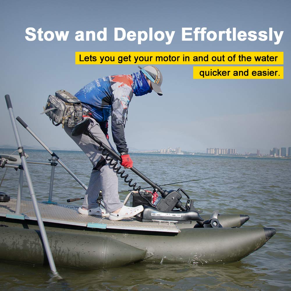 AQUOS Haswing CaymanB Electric Bow Mount 12V Saltwater & Freshwater Trolling Motor - 55lbs Thrust, 54in Shaft, with Wireless Remote