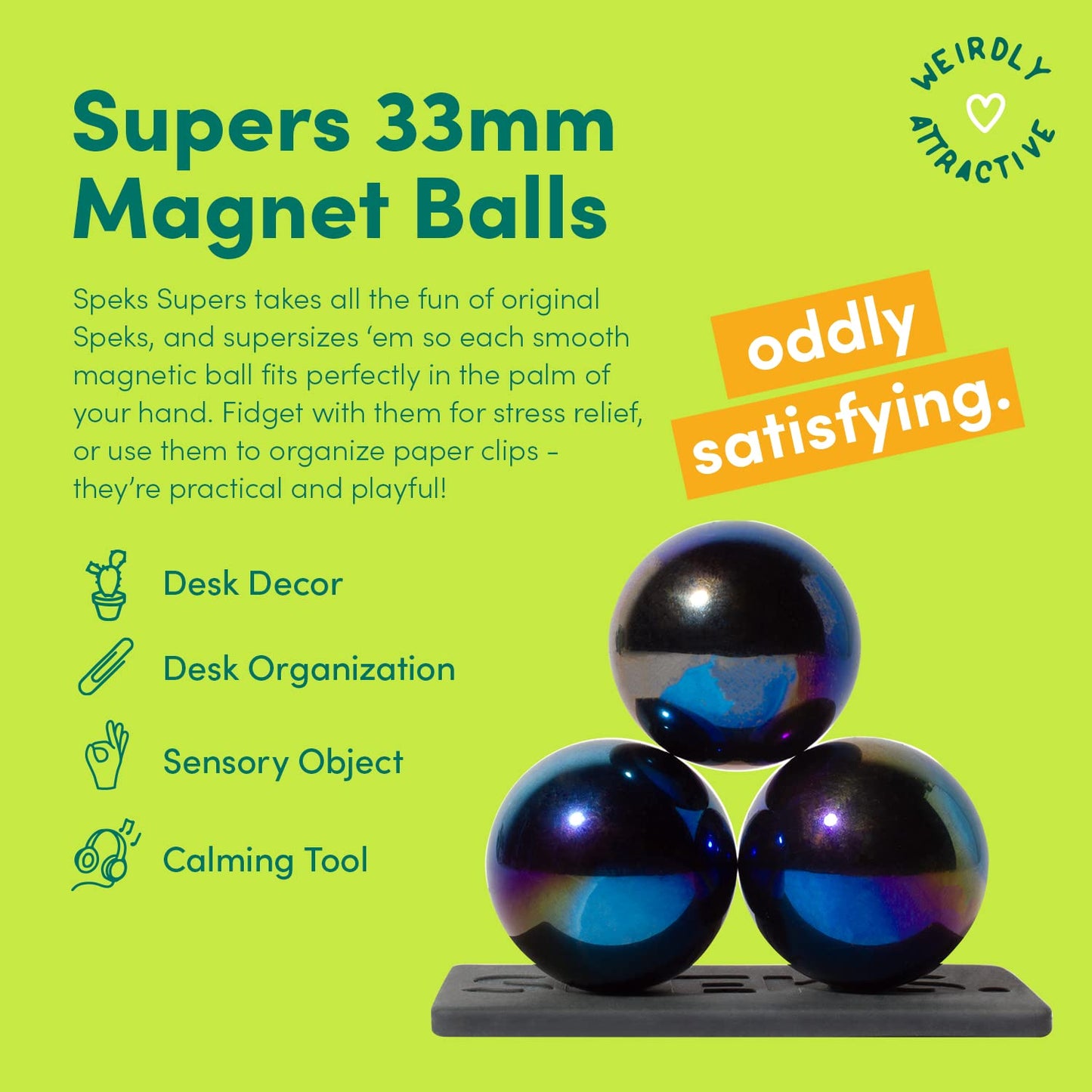Speks Supers Magnetic Balls Fidget Toy for Adults and Teens 14+ | Stress Relief, Desk Toy | Stocking Stuffers & Office Holiday Gifts | Gunmetal 6 Pack
