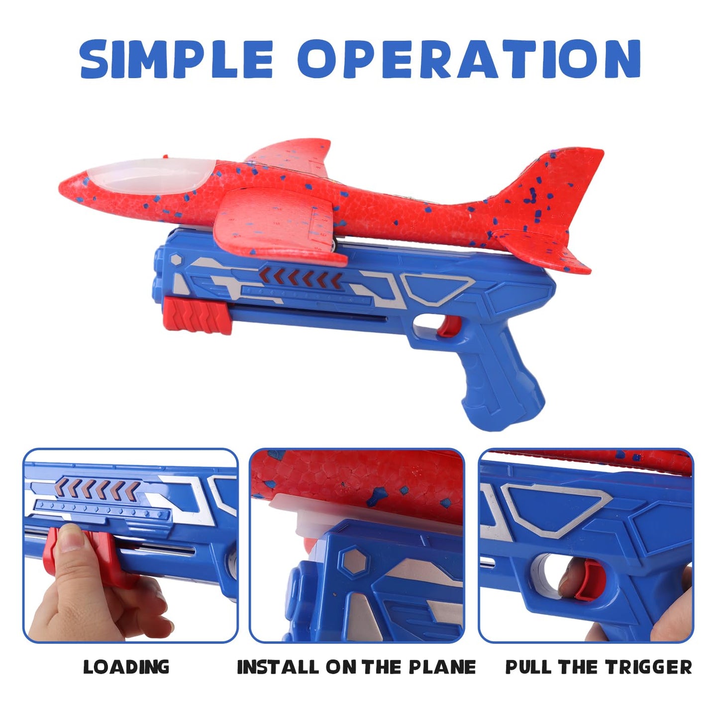 Foam Airplane Launcher Toy | 2-Count Foam Glider Planes for Kids | Kids Airplane Toy with LED Lights | Two Flying Modes - Horizontal & Rotating | Outdoor Toys for Boys & Girls Gift Ages 2+ Years Old