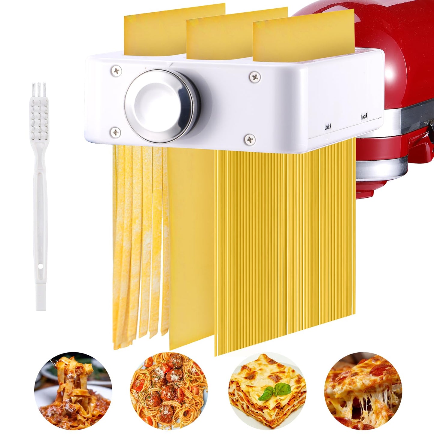 Pasta Maker Attachment for KitchenAid Stand Mixers 3-in-1 Stainless Steel Pasta Roller, Spaghetti/Fettuccine Cutter for KitchenAid Mixer Accessories & Pasta Press by Gomen