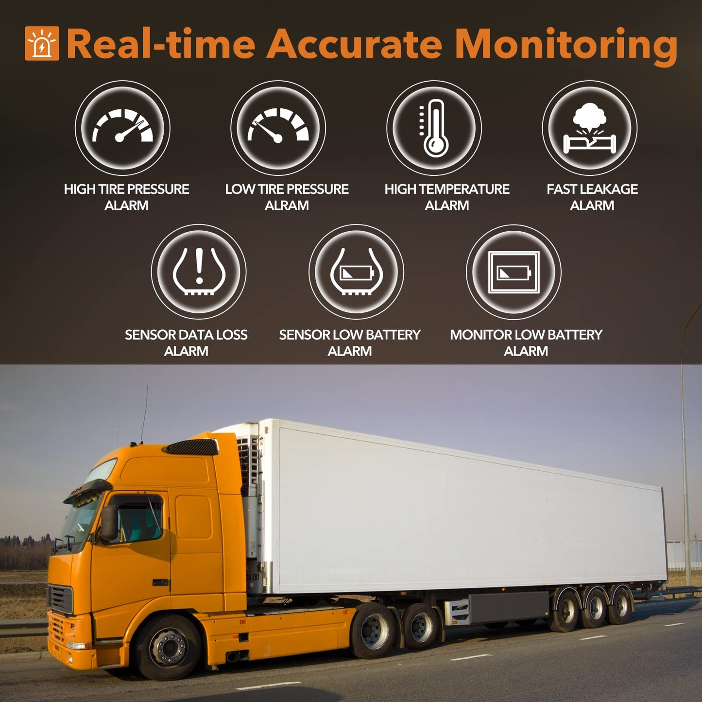 GUTA RV Tire Pressure Monitoring System, RV TPMS, 12 Sensors, 7 Alarm Modes, 14 Days Battery Life, 80ft Sensing Distance, Large Screen, for RV, Trailer, Coach, Motor Home, Fifth Wheel, (0-188psi)