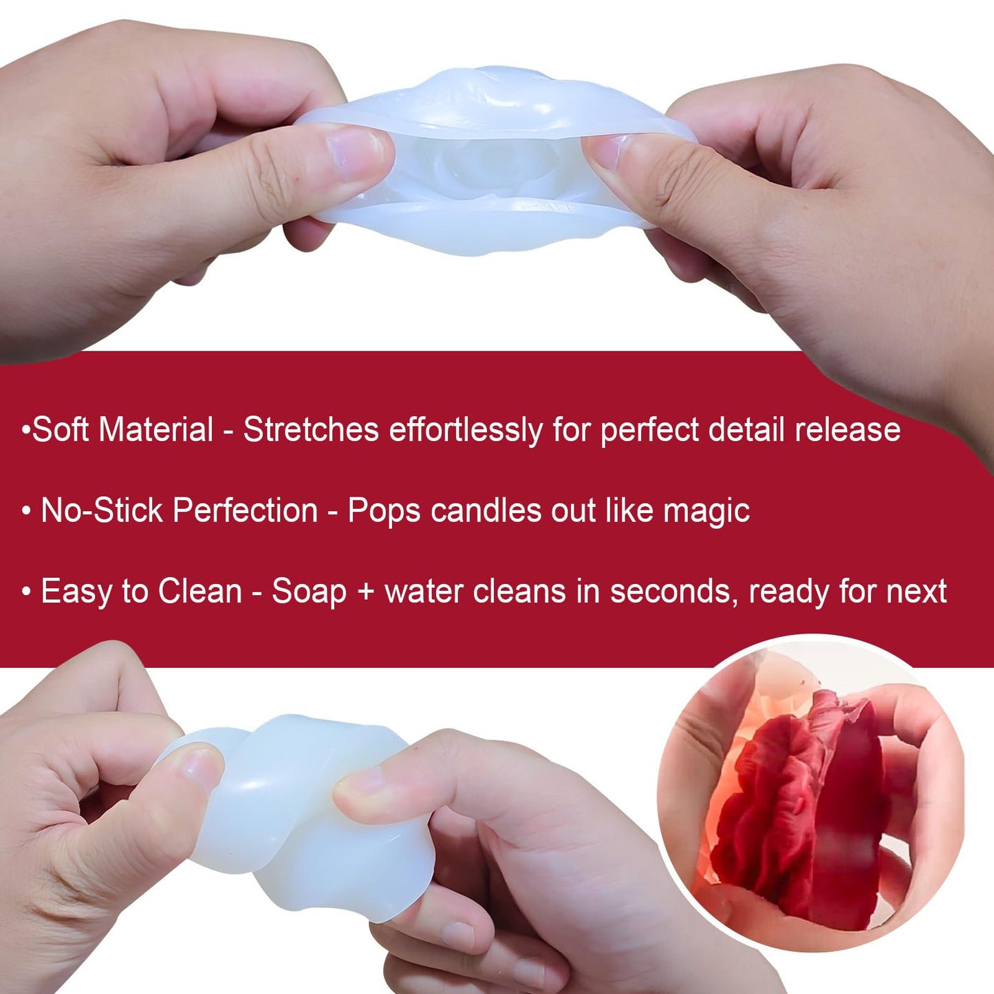 6Pcs Flower Candle Silicone Mold 3D Flower Resin Candle Molds for Candle Making with Wicks DIY Soap Wax Resin Craft Mould Home Art Decoration Box Packaging