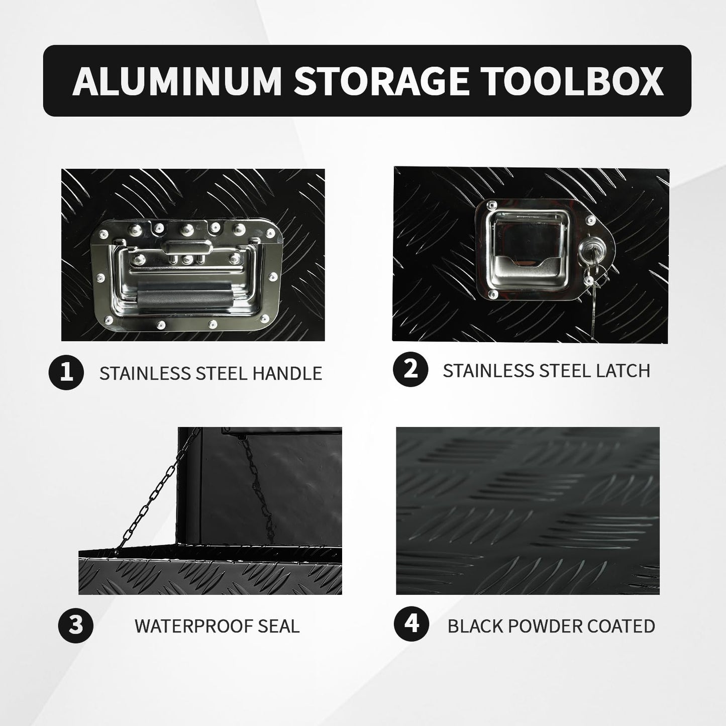 36 inch Truck Tool Box,Aluminum Truck Bed Tool Box w/Handled Lock and keys,Universal Fit for Pickup‌ Truck,Trailer,Vehicle,UTV,ATV-Black,36 X 15 X 14 inch