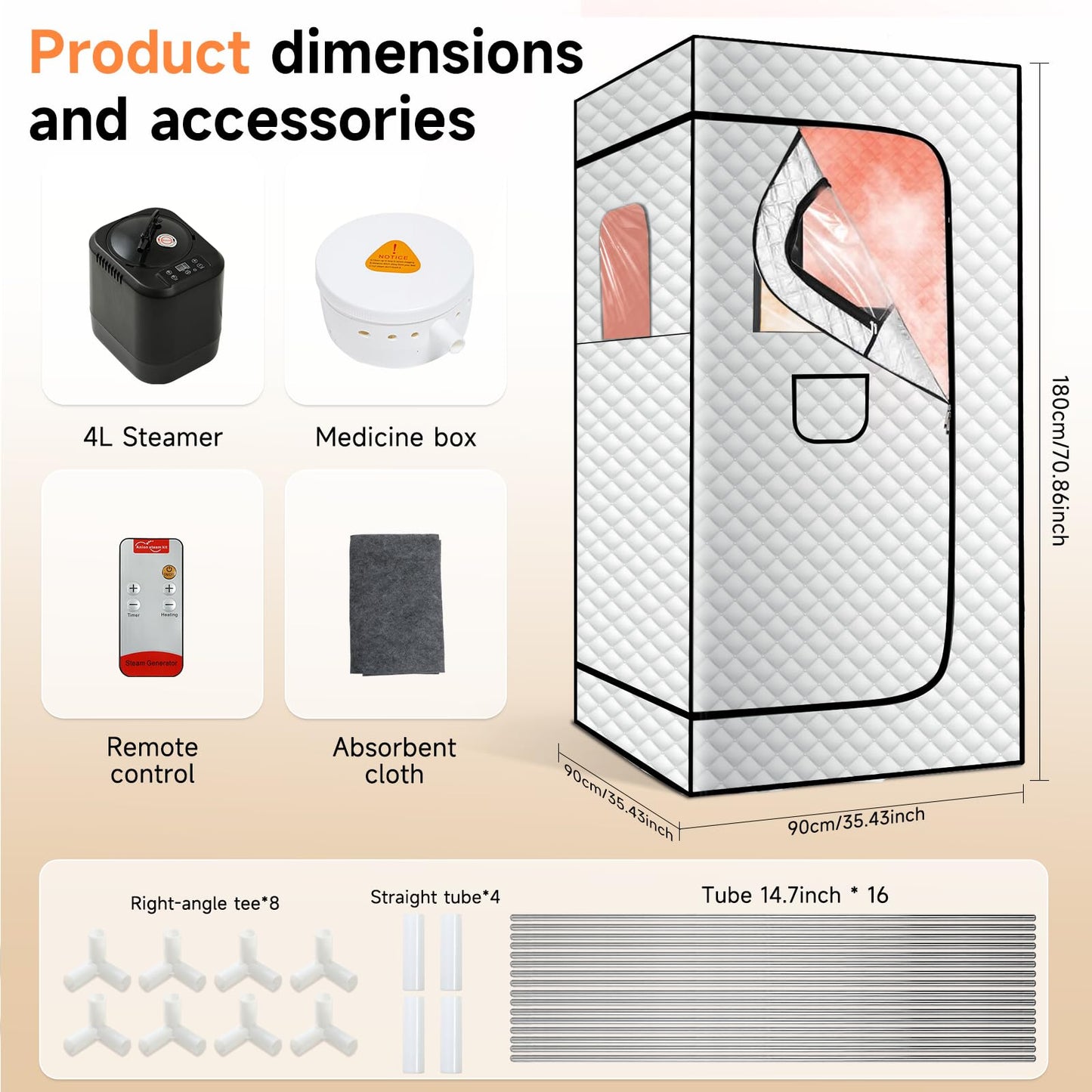 zaichare 2026 Home Steam Sauna with 4L 1500W Steamer, Full Body Sauna Box for Home, Personal Sauna Steam Sauna Tent at Home Spa, Home Saunas Room for Gym, Pilates, Garage (Silver 4L)