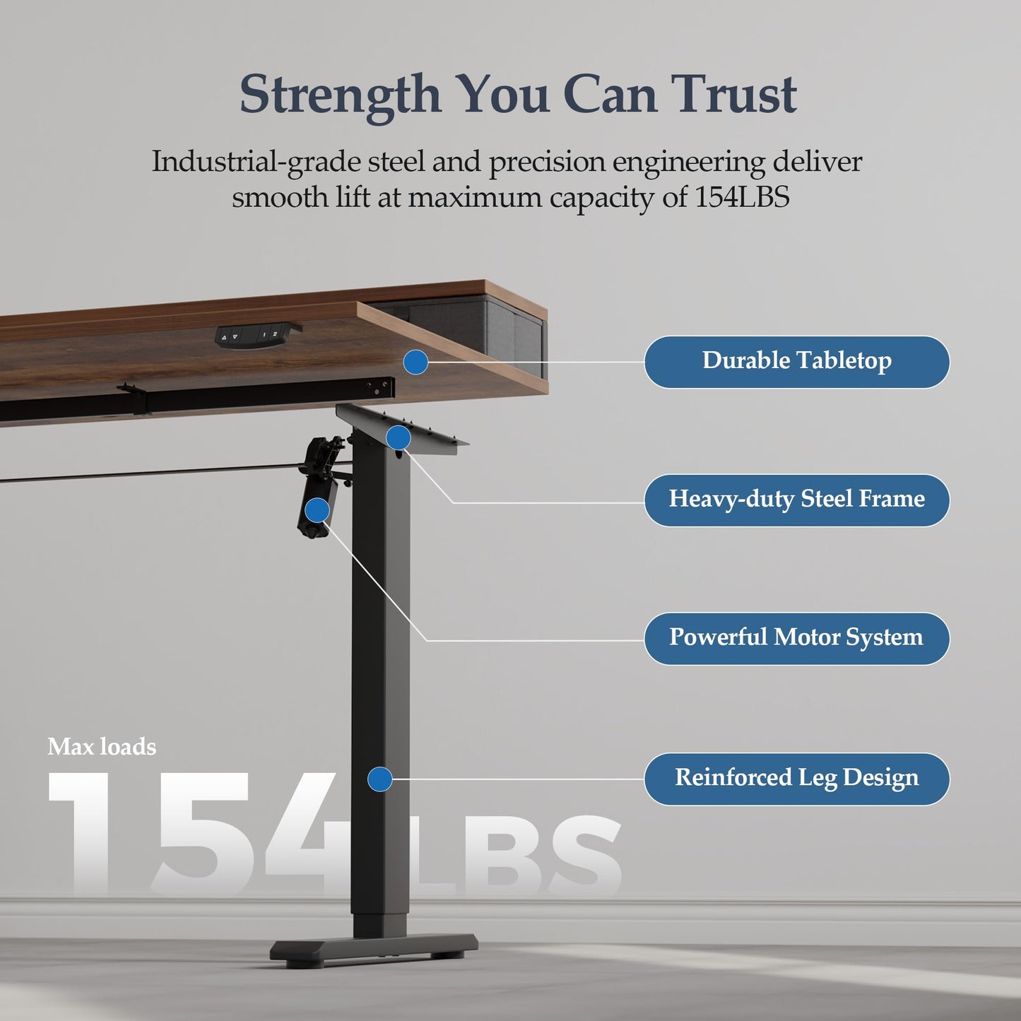 Klicelor 55 Inch Electric Standing Desk with Drawers, Adjustable Height Small Sit Stand Desk for Home Office, Compact Computer Workstation with Storage– Rustic Brown