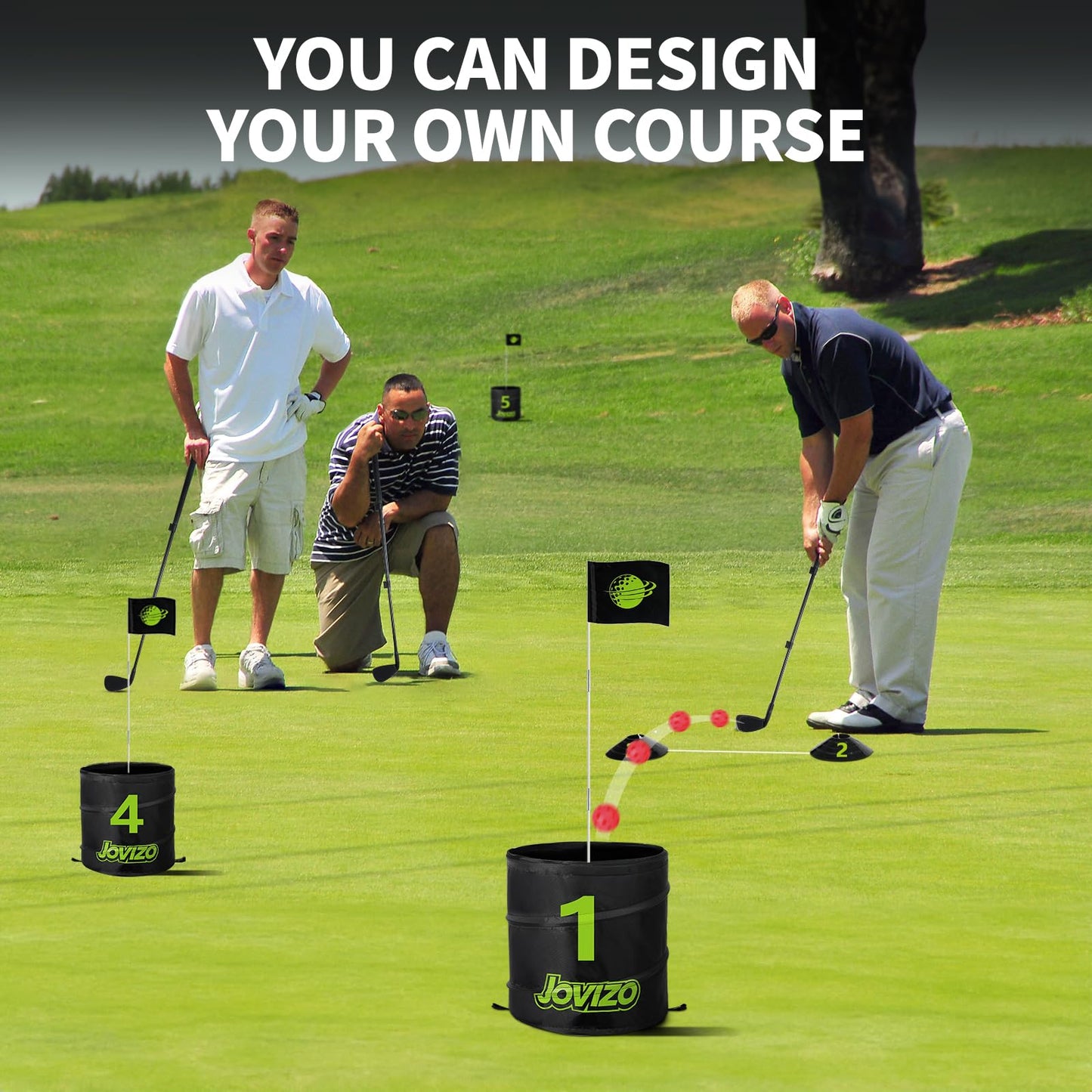 Jovizo Backyard Golf Game Set, 6 Hole Portable Golf Yard Game with Flags, Balls, Club and Scoreboard, Outdoor & Indoor Lawn Practice Game for Family and Friends