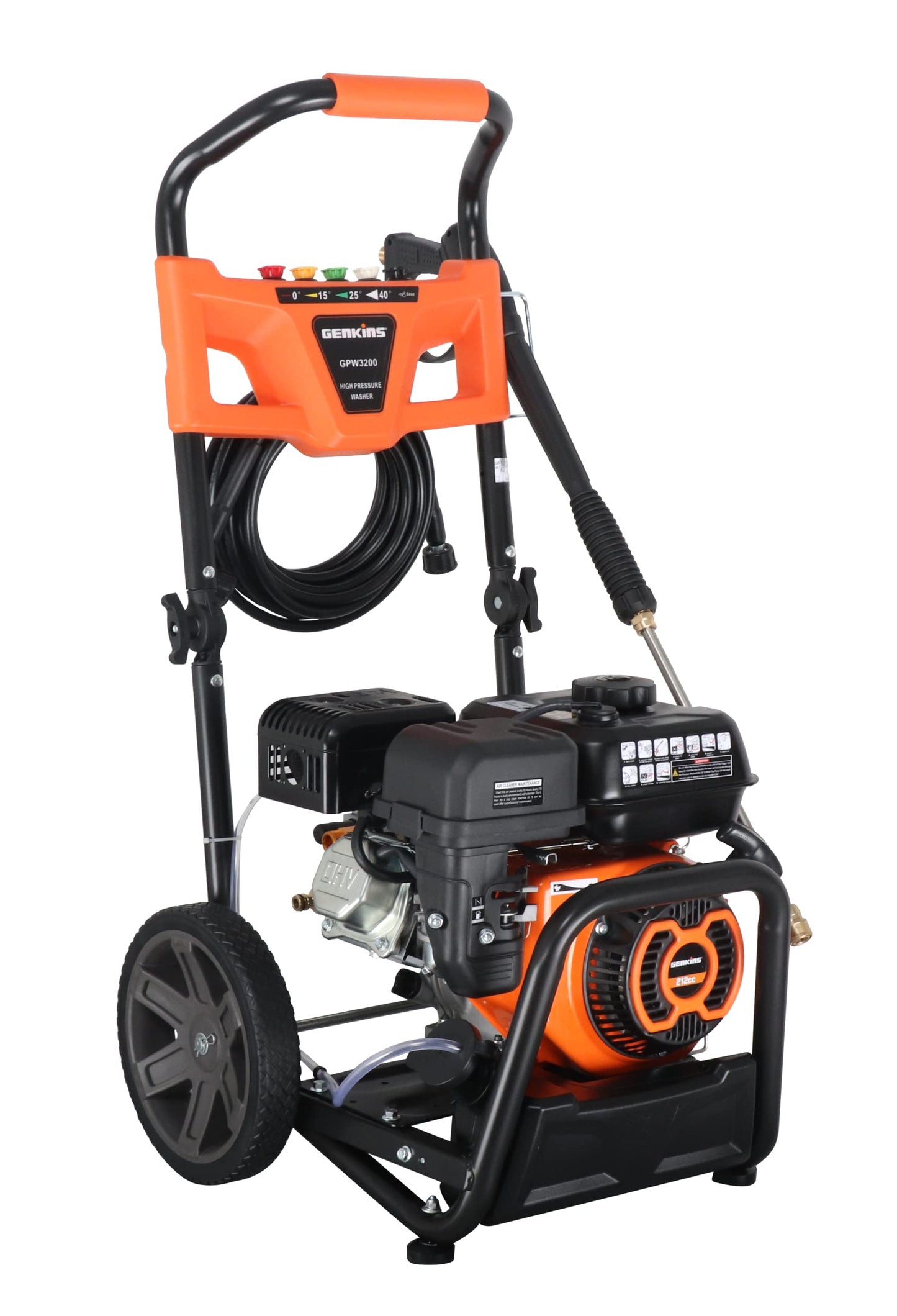 Genkins GPW3200 Gas Powered Foldable Pressure Washer 3200 PSI and 2.5 GPM, Soap Tank and Five Nozzle Set | Compact & Foldable