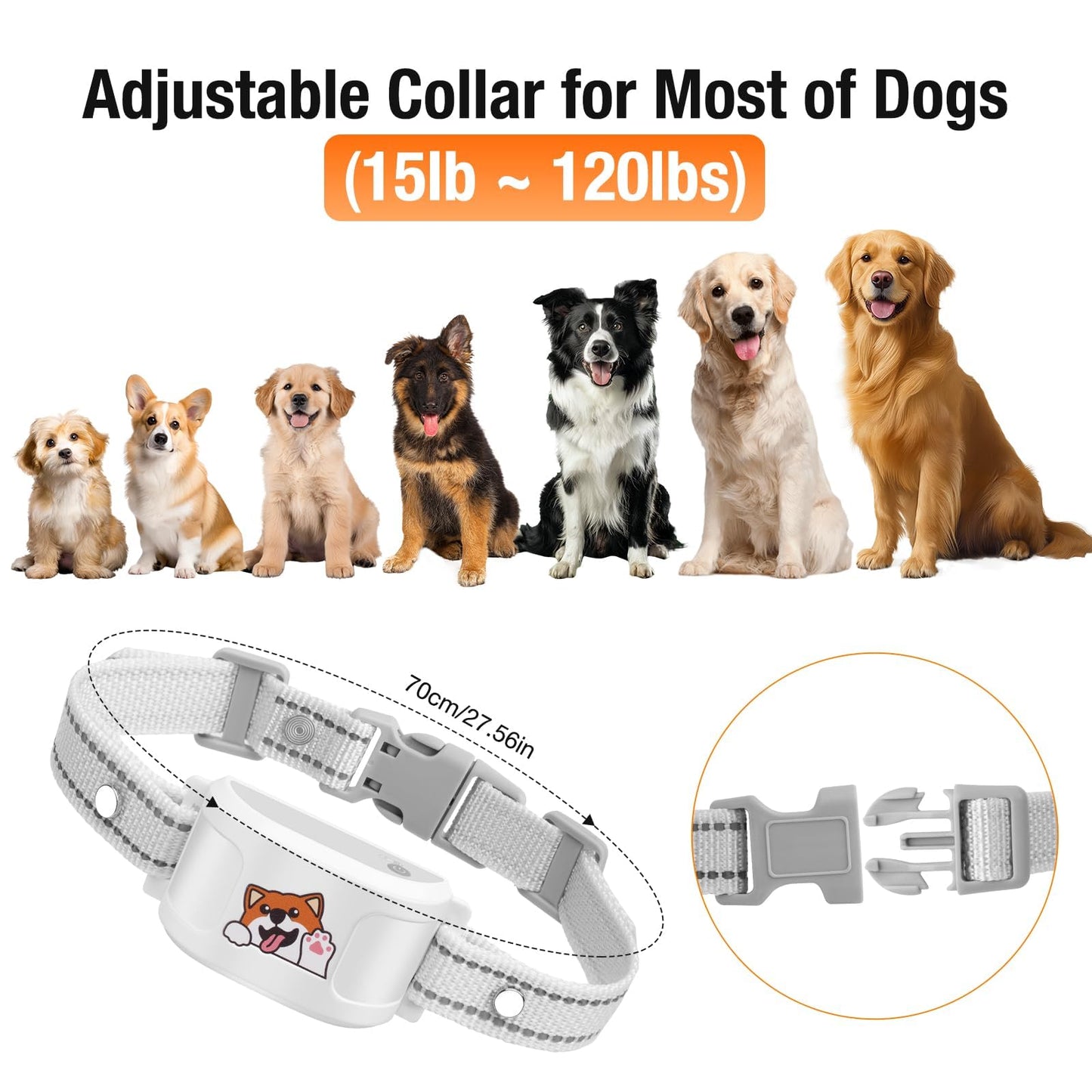 UJQW GPS + Wireless Dog Fence & Training Collar – No Subscription, App Geo-Fence 3280ft, 60-164ft Bluetooth Training, 3 Correction Modes, Auto Sleep/Wake, 7-Day Battery, 3-Dog Support (White)