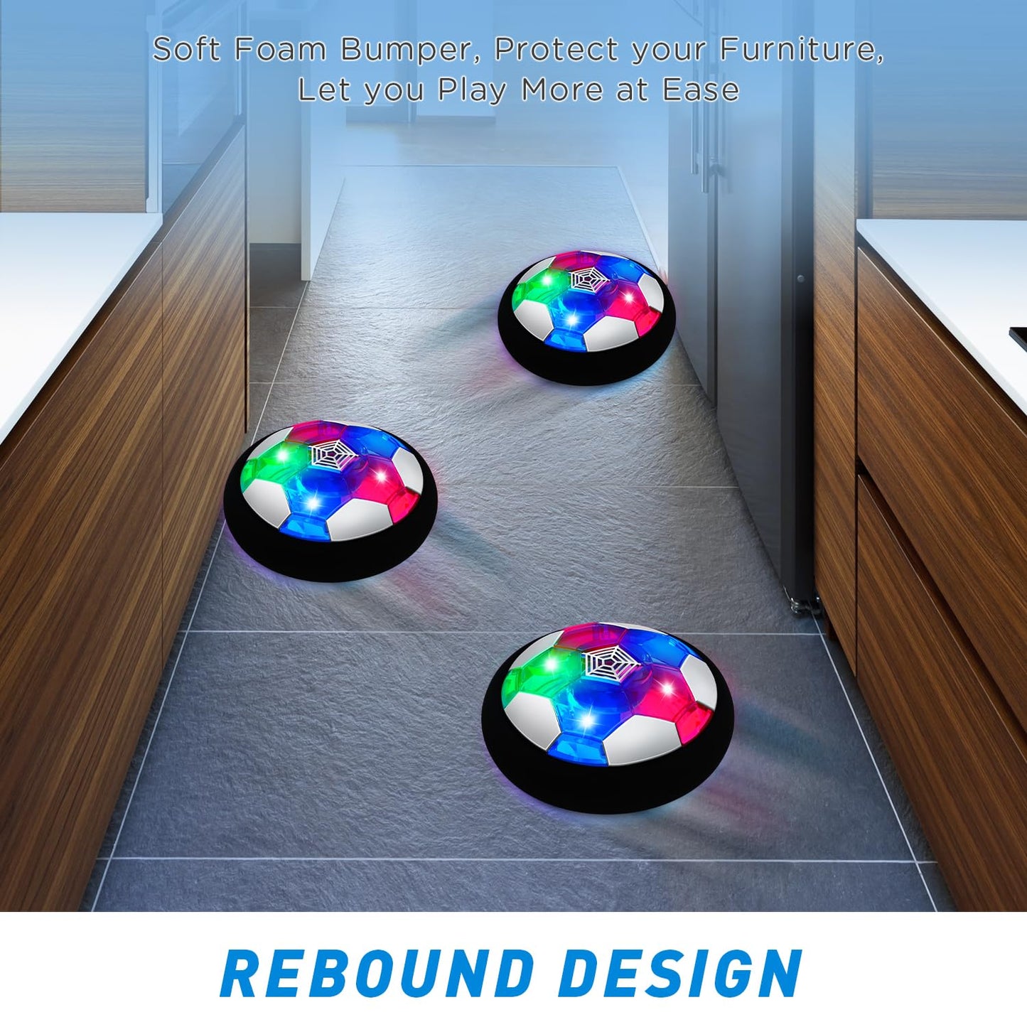 LED Hover Soccer Ball Boy Toys, Air Power Kids Training Ball Playing Football Indoor Outdoor Game, Birthday Gifts for Age 3 4 5 6 7 8-10 Years Old Boys Girls - Soccer (2PCS)