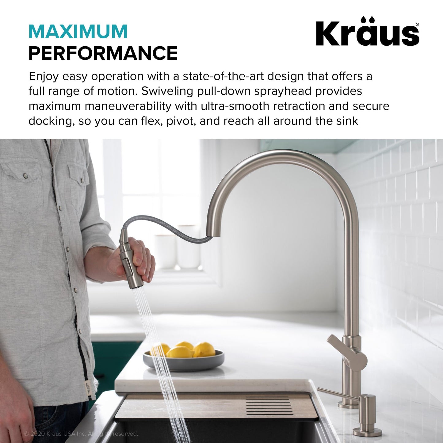 KRAUS Oletto High-Arc Single Handle Pull-Down Kitchen Faucet in Spot Free Antique Champagne Bronze, KPF-2821SFACB
