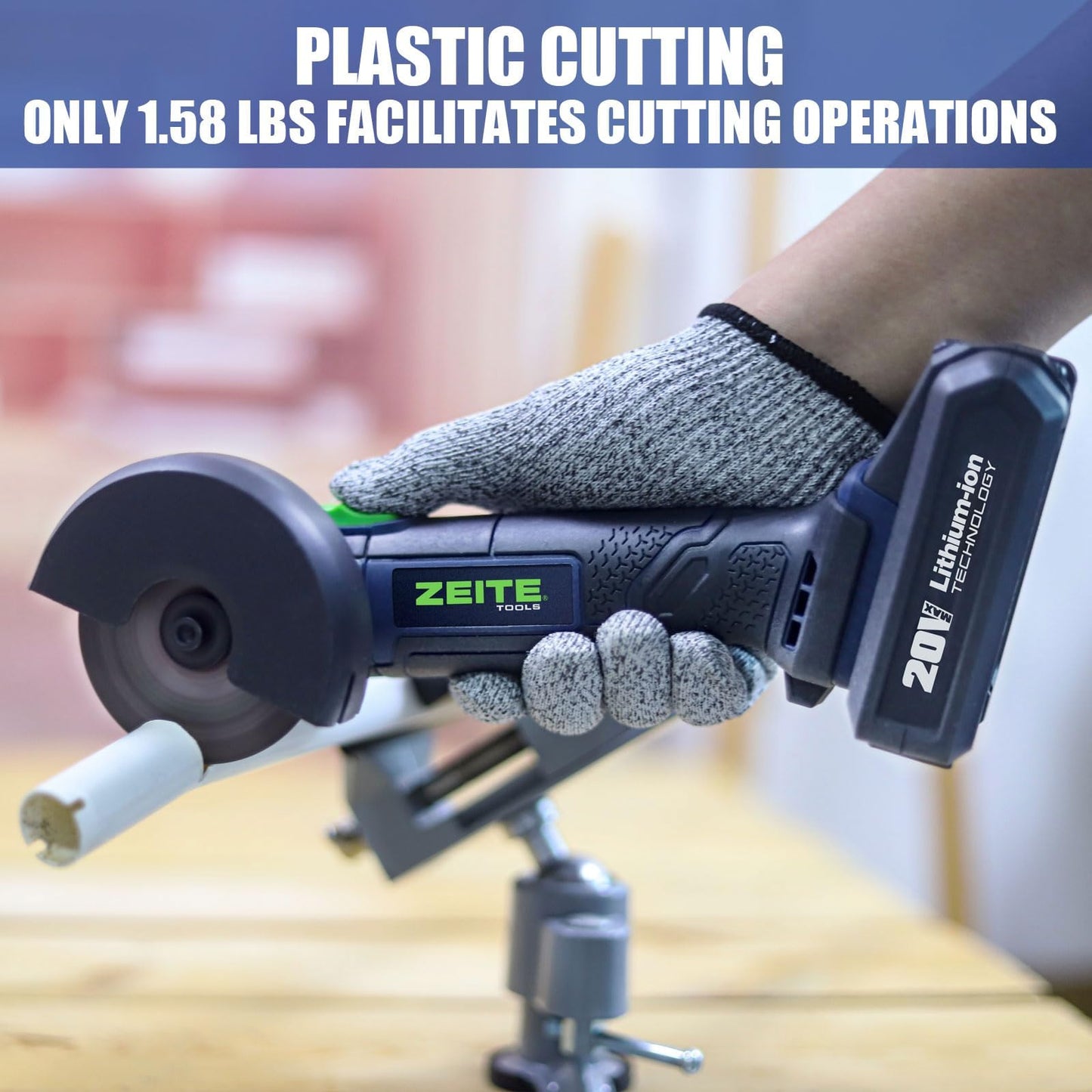 ZEITE 3" Cordless Cut Off Tool,20V Mini Multi-Cutter,Portable Metal Chop Saw,Max Cutting Depth 1/2",3 Cutting Discs & 1 Flap Disc,2.0Ah Battery and Fast Charger