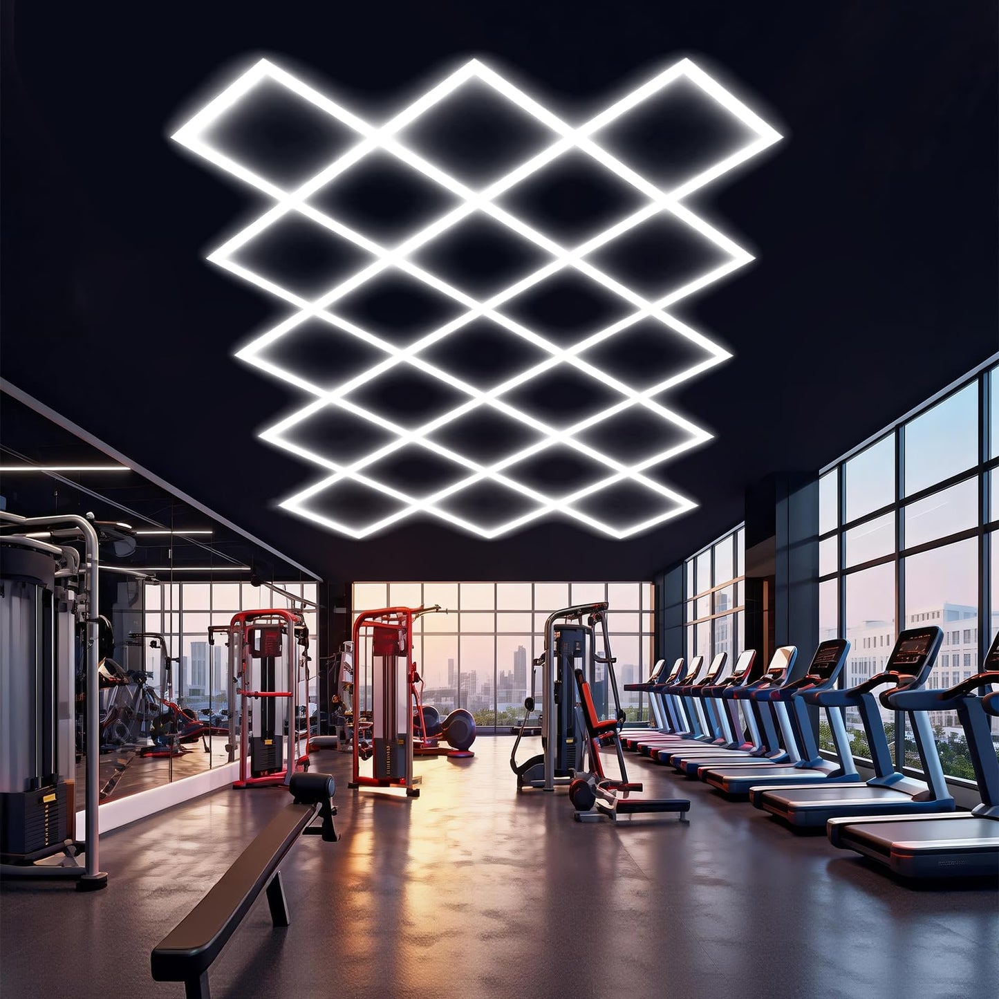Ofenrd Hexagon Garage Lights 23 Hex Super Bright Led Honeycomb Lights New Updated Diamond Commercial Lighting for Garage Car Detailing Barber Shop Gym Warehouses Basement.