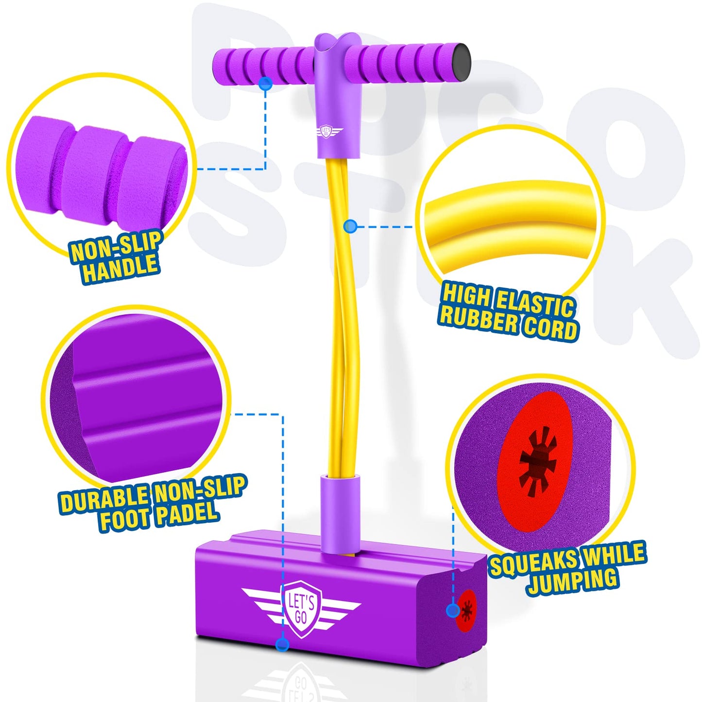 CUUGO LET'S GO! CG Foam Pogo Jumper for Kids, Toys for 3-12 Years Old Boys Girls Pogo Stick Outdoor Toys Gifts for 3-12 Year Old Boy Girl Fun Toys Christmas Birthday Gifts Stocking Stuffers（Purple）