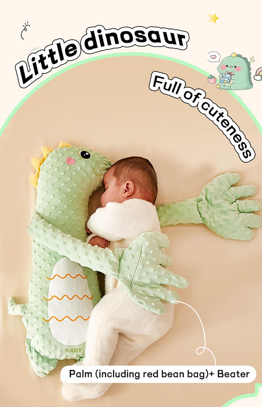 BiniTPGo Interactive Electronic Pet Plush Toy, Soothing Plush Gift for Toddlers, Perfect for Birthdays, Mothers, Expectant Mothers, and Pregnant Women (Green Dinosaur)