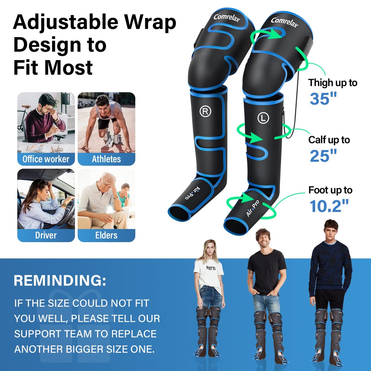 comrelax FSA Eligible HSA Approved Air Compression Leg Massager for Circulation and Recovery Full Leg Massager with Cold Therapies 3 Modes 3 Intensities Sequential Compression Device for Pain Relief