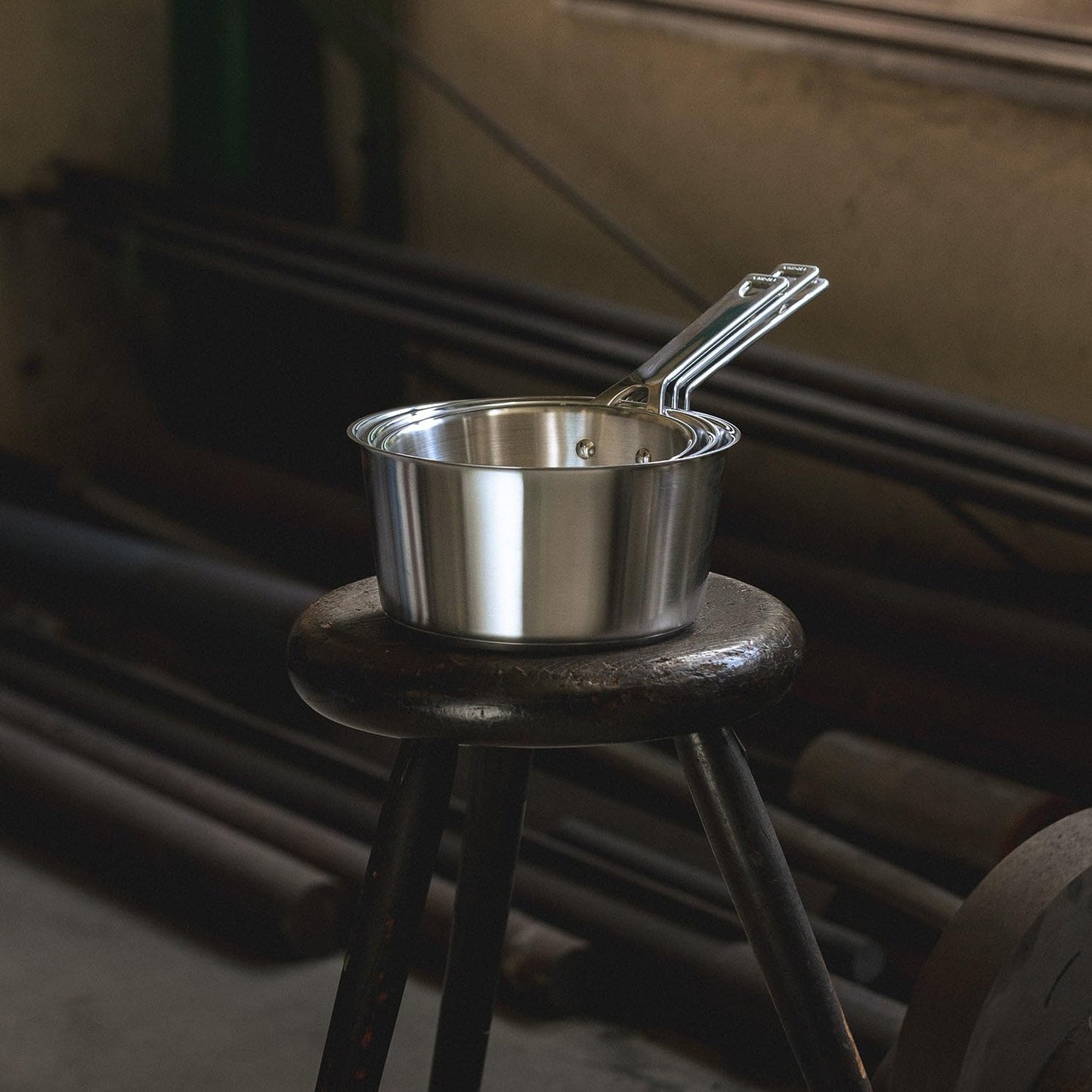 Cristel 1826 Collection 3-Piece Saucepan Set, Made in France, 18/10 Stainless Steel, 3-Ply Construction, Double Riveted Fixed Handle, Oven and Dishwasher Safe