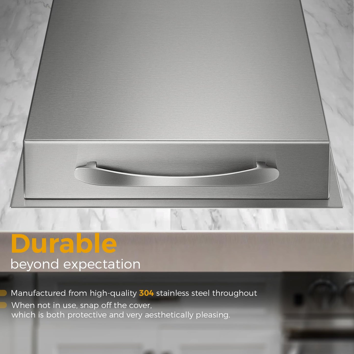 VEPURLT Outdoor Grill Drop-in Gas Single Side Grill Burner, 304 Stainless Steel, Natural Gas Built-in Side Burner