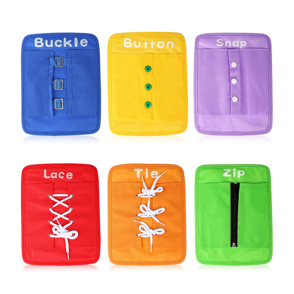 YHZAN Learn to Tie Your Shoes Dressing Board Montessori Mobile Sensory Board Travel Therapist Life Skills Development Toy - Zip,Button,Snap,Buckle,Lace & Tie for Preschool Toddler 2-8 Years Old