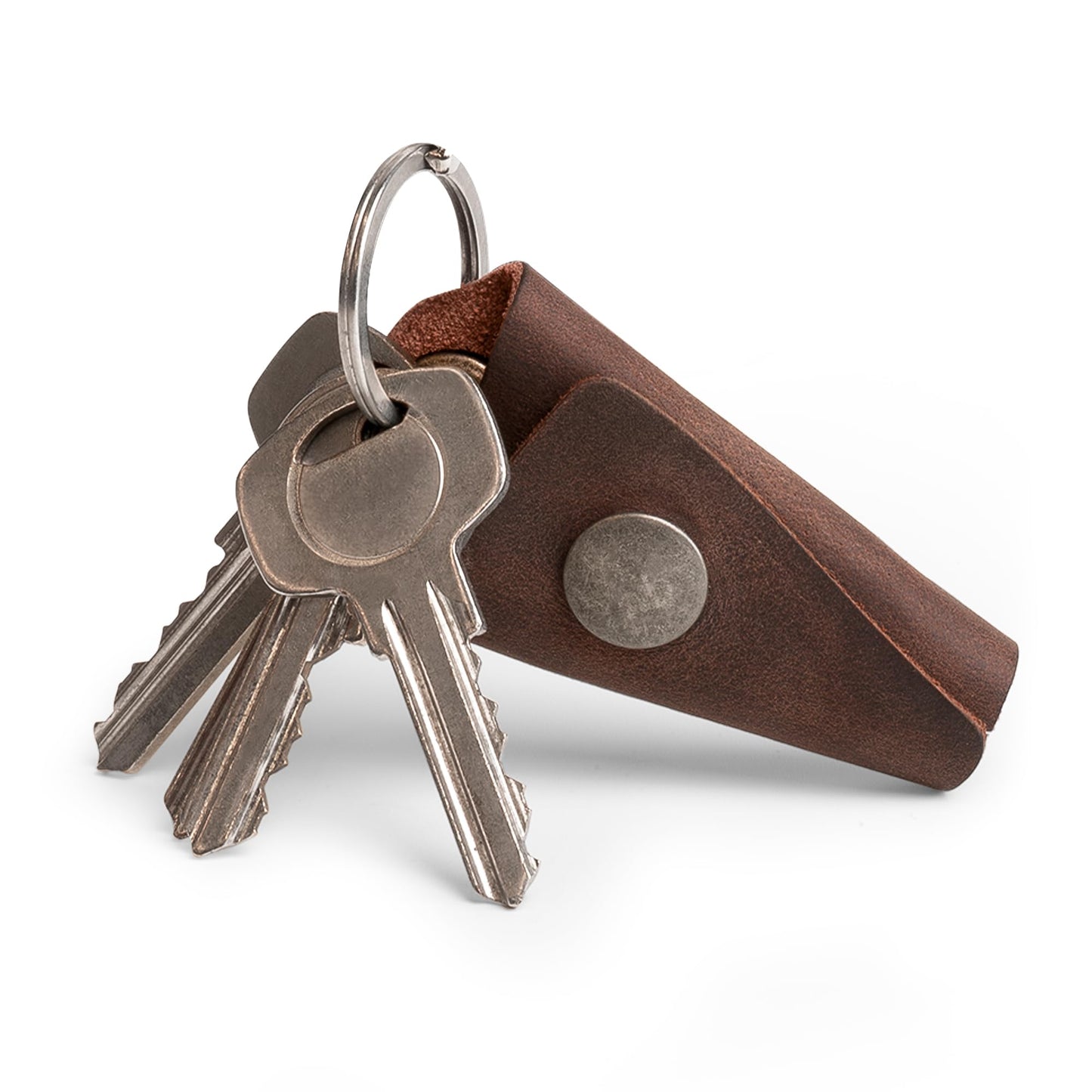 Hide & Drink Full Grain Leather Wrap Keychain, Organizer Snap Closure, Key Ring Cover, Silencer Sleeve Key Holder for Men