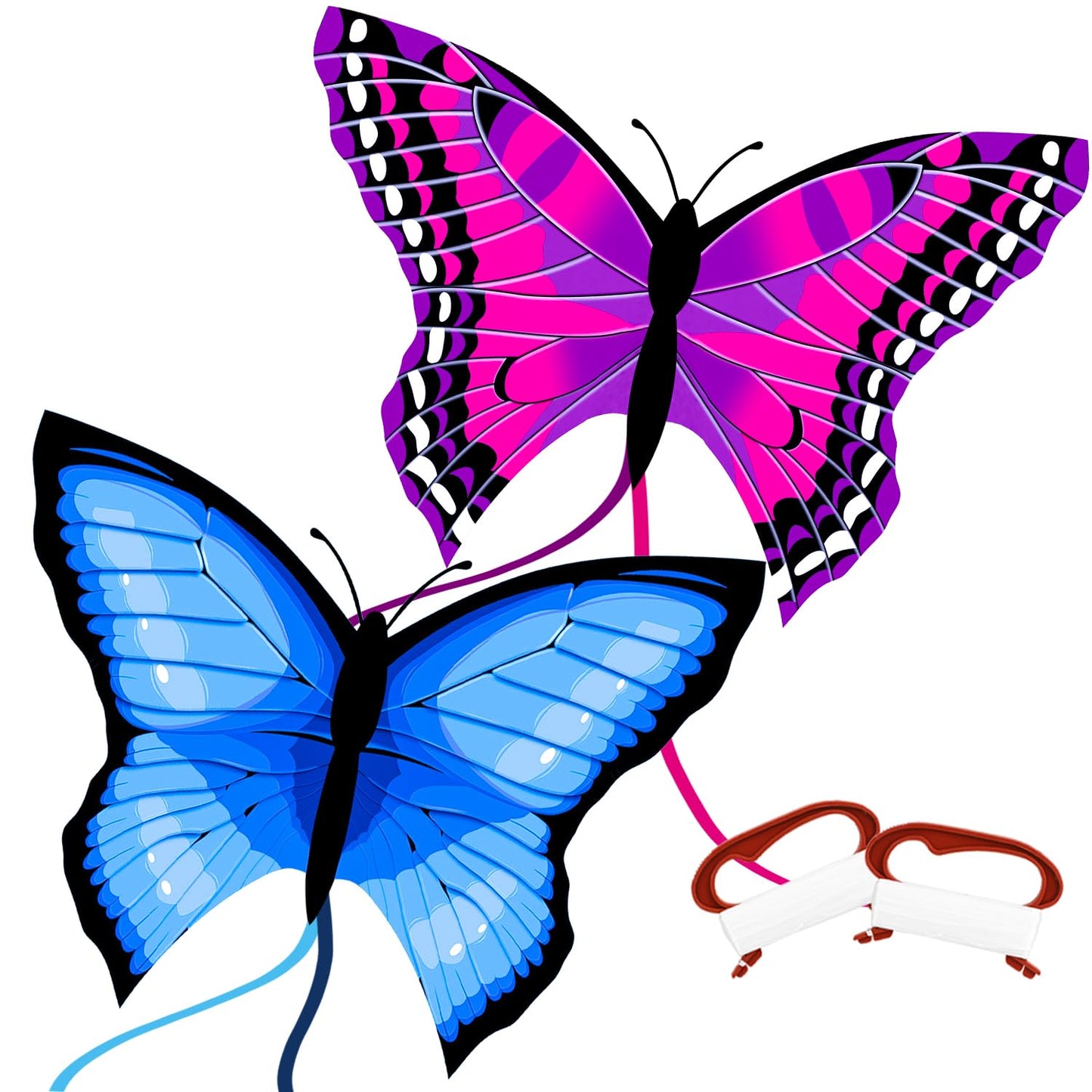 TOY Life 2 Pack Kites for Kids Ages 4-8 8-12, Large Butterfly Kites for Adults and Toddlers Age 3-5, Outdoor Toy Games Beach Kite Easy to Fly for Girls Boys