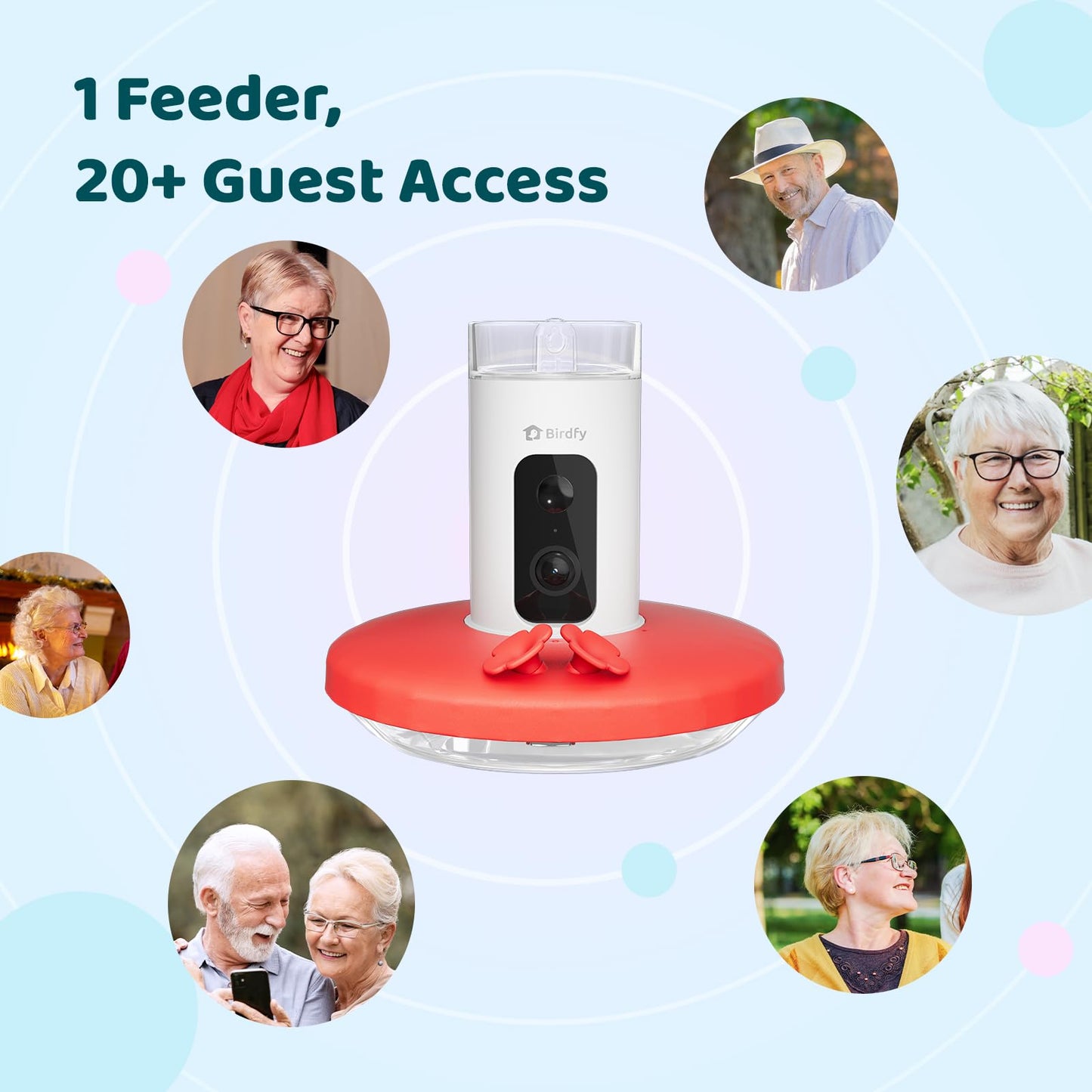 Birdfy Smart Hummingbird Feeder with Camera for Outdoor Hanging, Wireless Bird Watching Camera Auto-Capture Motion Video & Send Instant Alerts, Battery-Powered, Ant and Bee Proof, Leak-Proof, 14 Oz