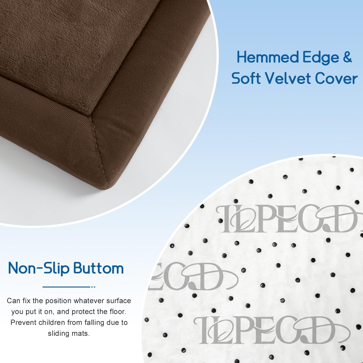ILPEOD Baby Play Mat for Floor Nursery Rug Muscle Mat Area Rug Playroom Rug 79"x110" Playpen Mat Memory Foam 1.3" Thick Crawling Mat for Babies,Toddlers, Infants, Kids,Chestnut