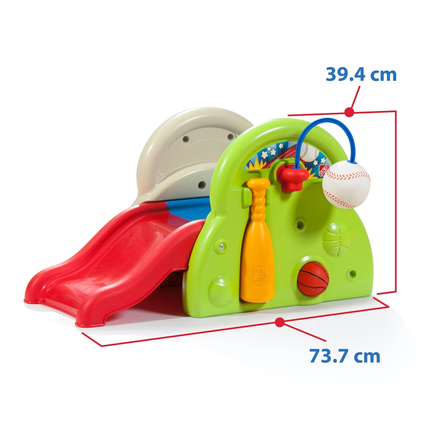 Step2 Sports-Tastic Activity Center, Toddler Sports Playset, Indoor/Outdoor Slide, Play Gym Includes Bat & Balls, Made of Durable Plastic, For Toddlers 1+ Years Old