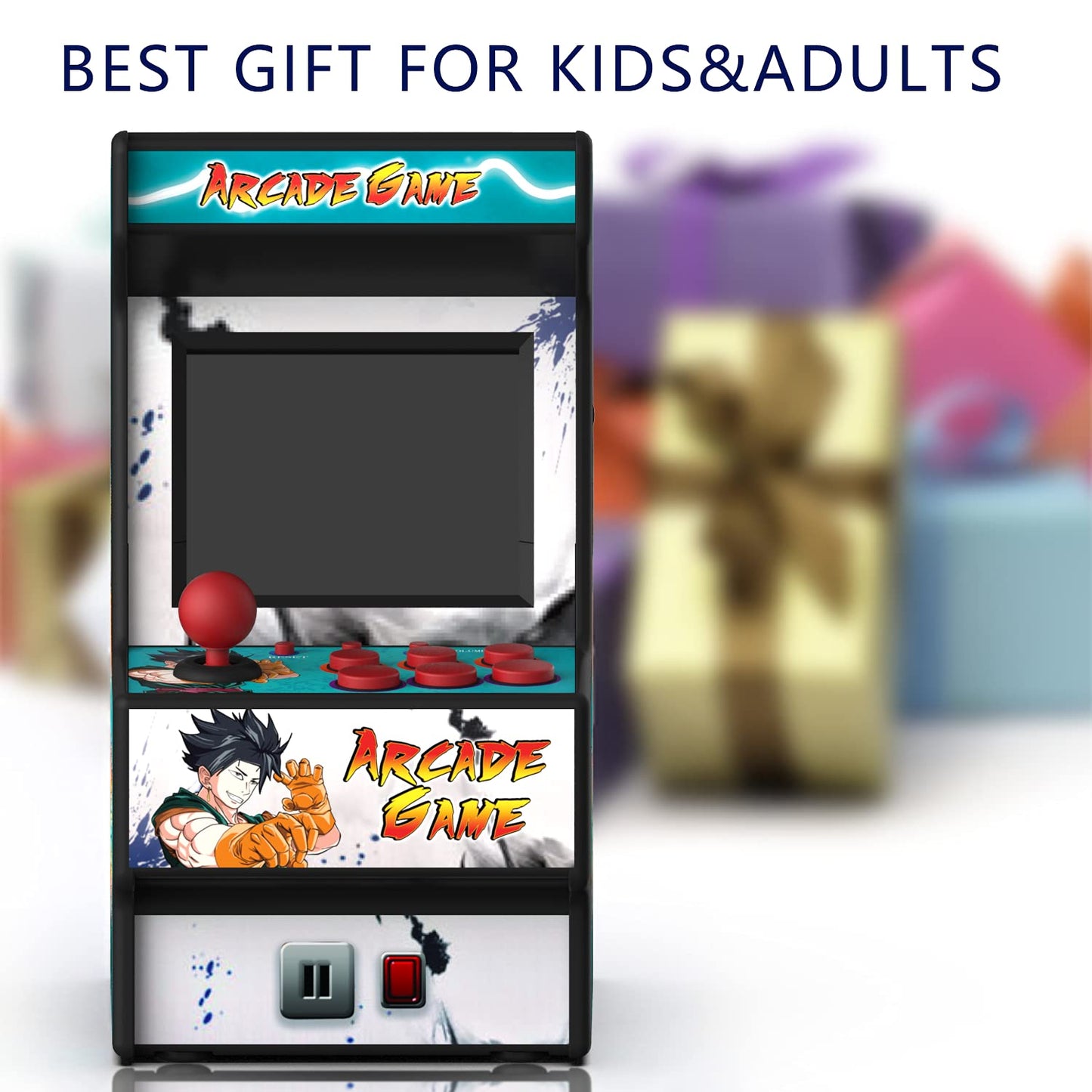 Mini Arcade Machine, Retro Gaming Console, Handheld Game Console with 156 Classic 16-Bit Video Games, 2.8 Inch Color Display, Rechargeable Battery, Support for TV Output, Birthday Present for Children