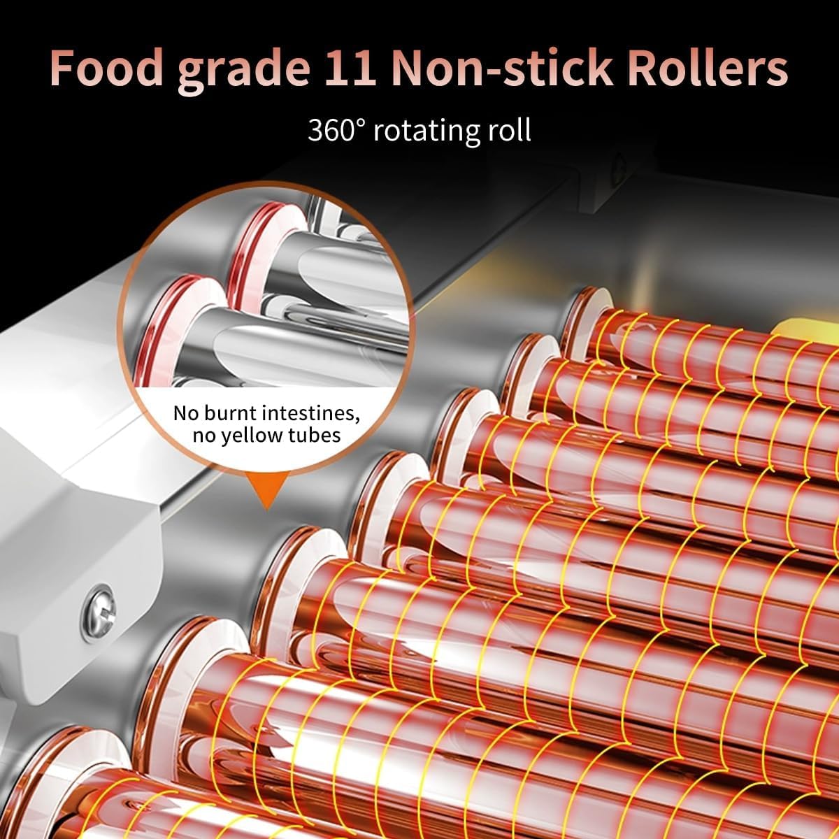 Vexon 1670W 11-Roller Hot Dog Machine，Holds 30 Hot Dogs，Non-Stick & Stainless Steel，for Parties, Events & Food Stalls