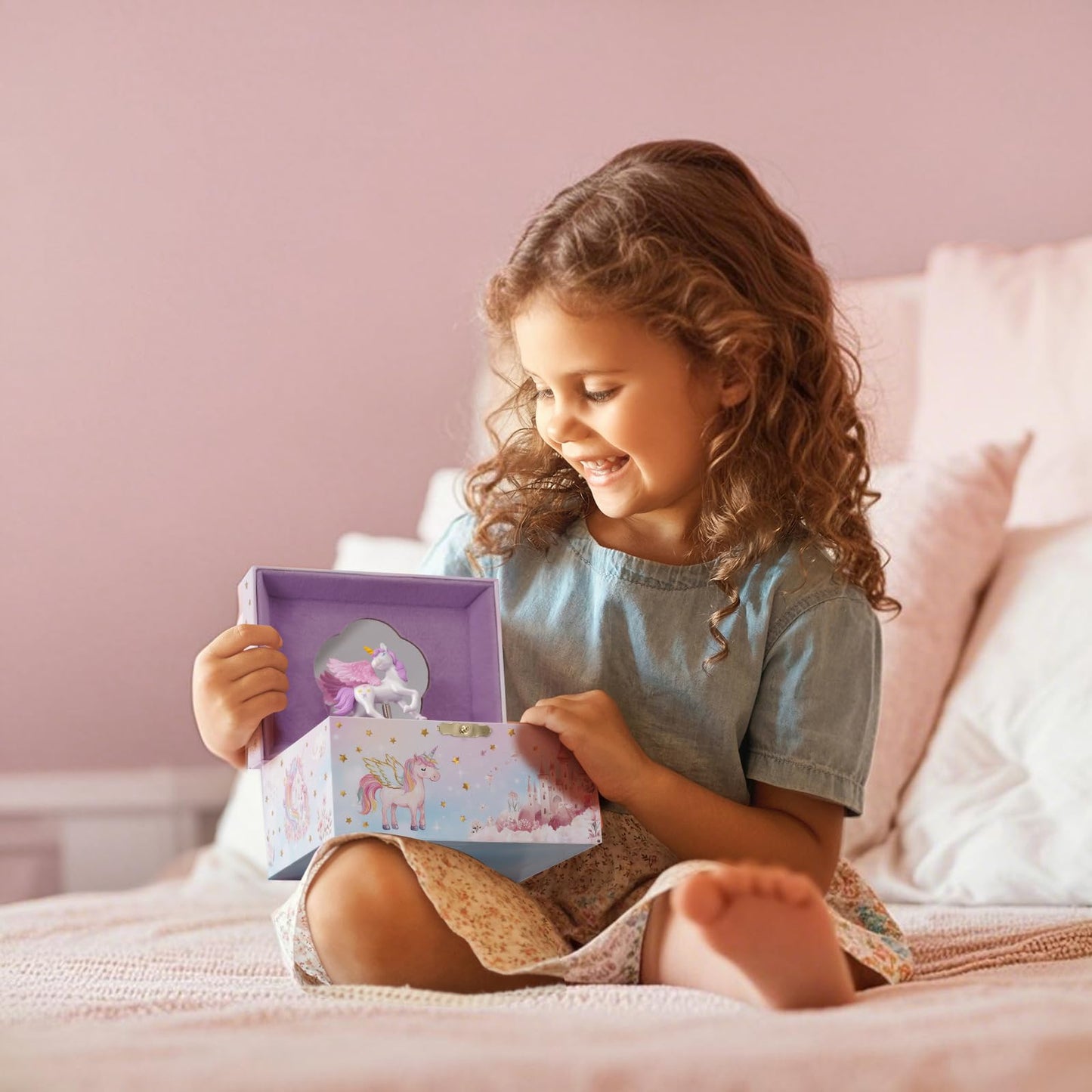 ProCase Unicorn Jewelry Box for Girls, Kids Musical Jewelry Boxes with Spinning Unicorn Doll, Birthday Gifts for Little Girls Children Toddler Ages 3 4 5 6 7 8 -Pink (Box Only)