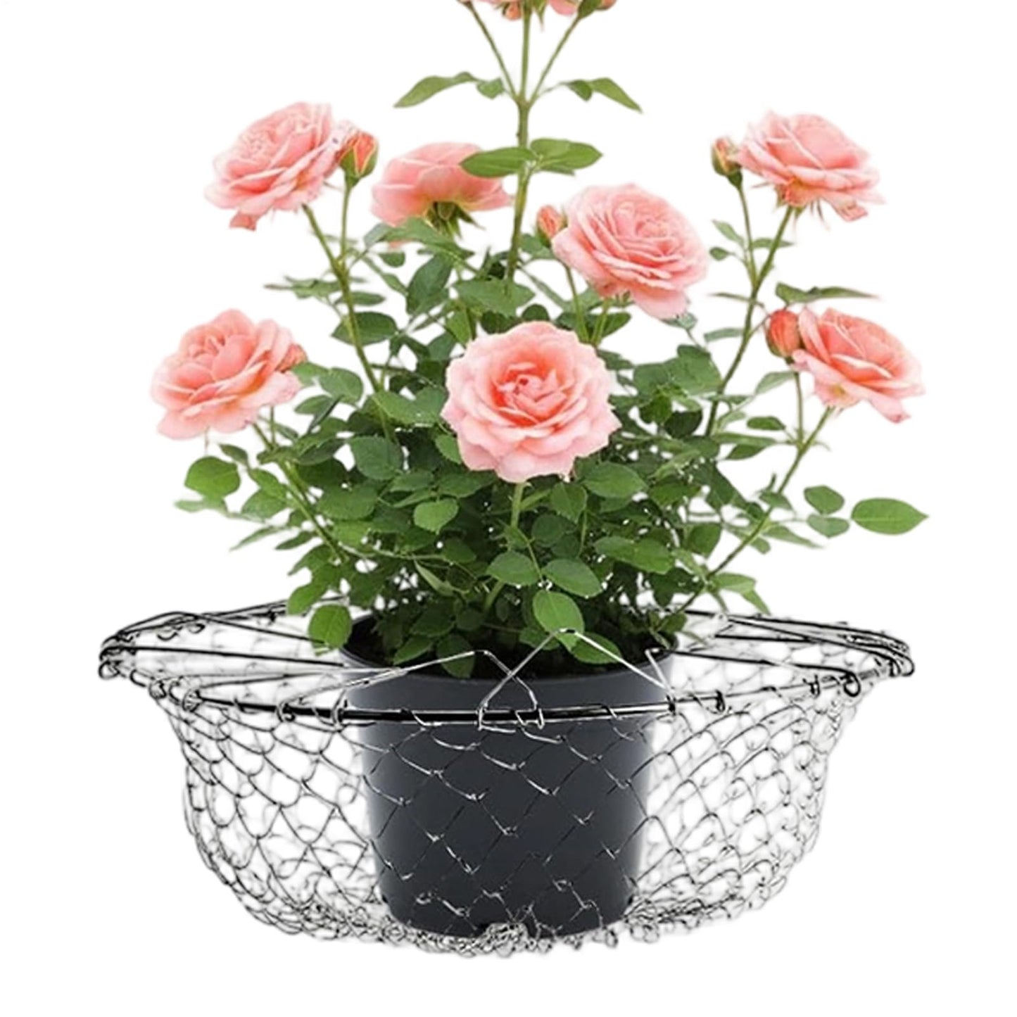 Adjustable Planter Insert - Stainless Steel Rustproof Pot with Hanging Chains | Heavy Duty Expandable Plant Filler, Durable Mesh Base, Easy Lift Design & Secure Placement for Indoor Outdoor Flowers Po
