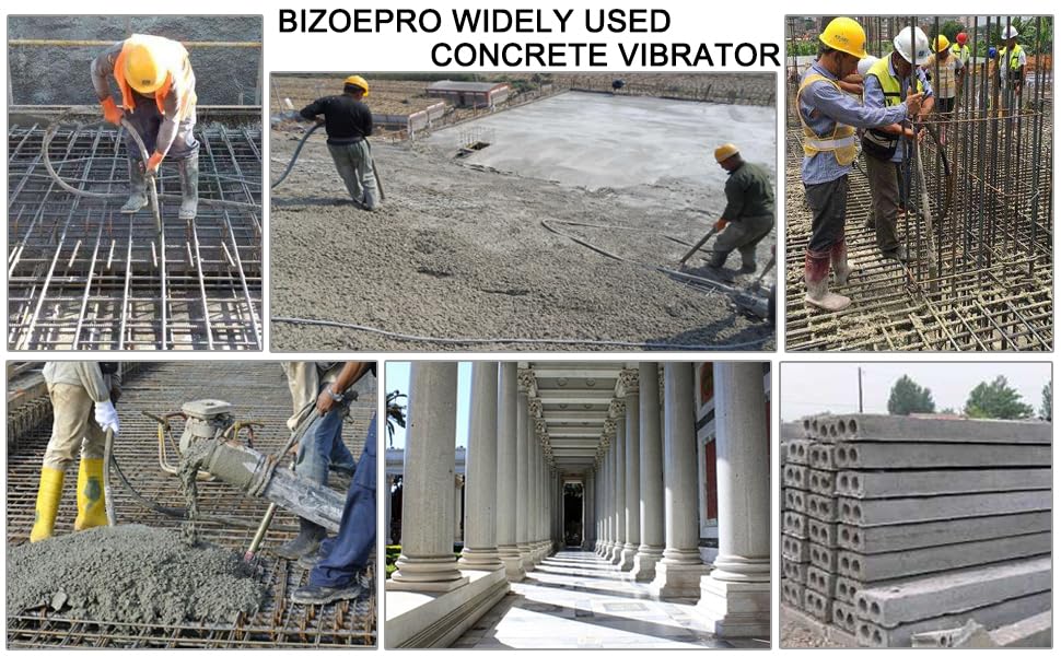 BIZOEPRO Concrete Vibrator, 1600W 2HP 18000RPM, 14-3/4ft Flexible Shaft, Electric Concrete Vibrating Tool, Hand Held Power Concrete Vibrators, Portable for Construction, Remove Air Bubbles Level Tool