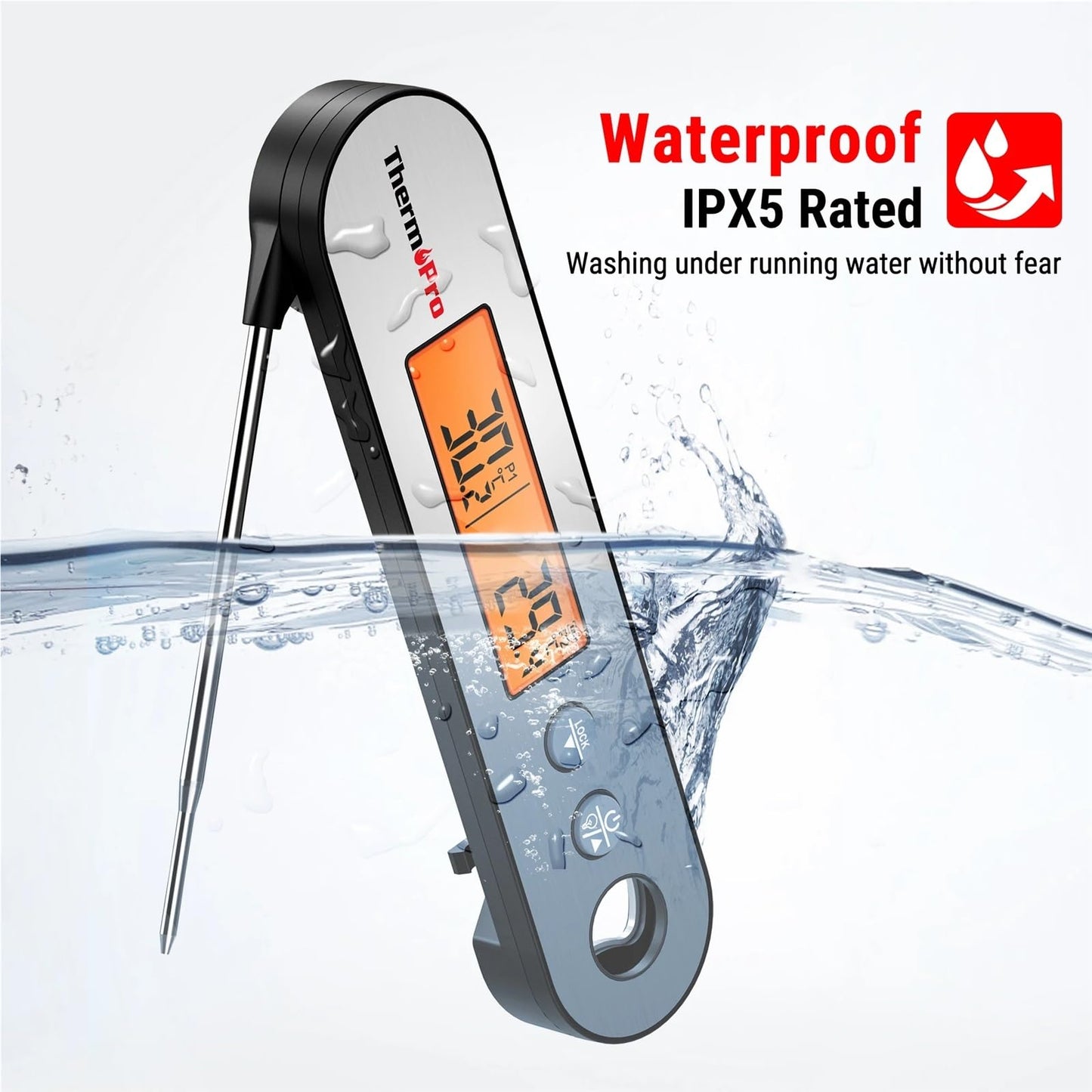 ThermoPro TP610 Rechargeable Waterproof Backlight 2 in 1 Folding Wired Probe Digital Kitchen Cooking Oven Grill Meat Thermometer