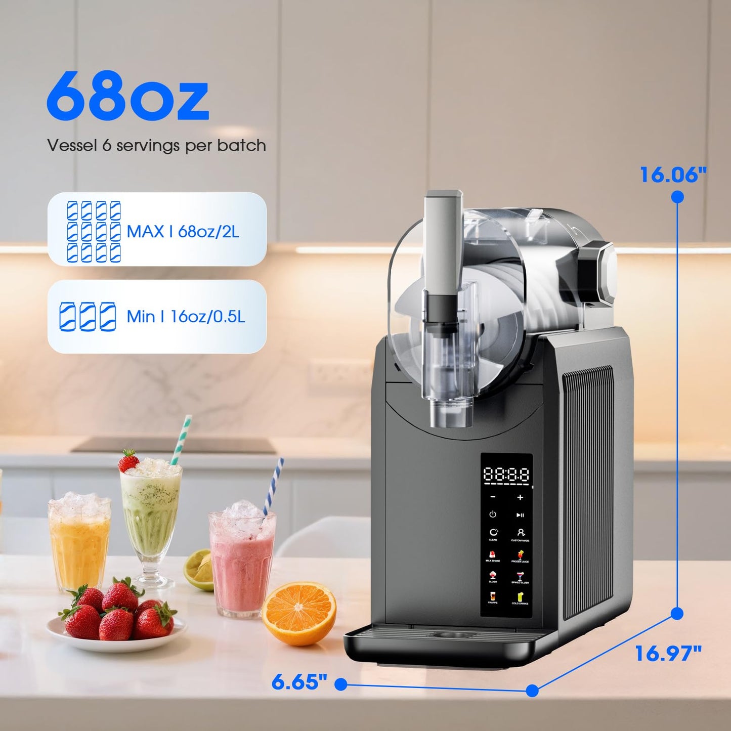 Slushie Machine for Home, Professional Frozen Drink Maker - No Ice Needed, Auto Clean, 6 Preset Programs, Rapid Freezing in 15 Mins, Keep 4H Fresh, for Frozen Margaritas, Frappés, Milkshakes and More
