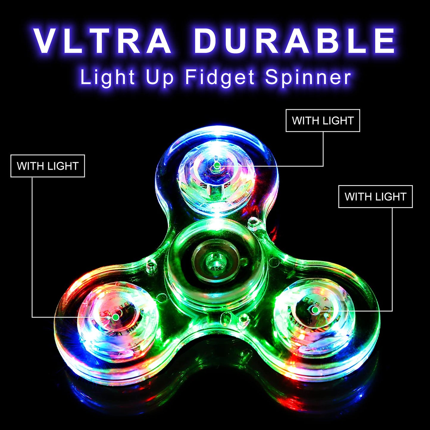 SCIONE 5 Pack LED Light Up Fidget Spinners,Glow in The Dark Sensory Toys for Kids,Fidget Stress Toys for Anxiety Relief,Party Favors,Classroom Prizes,Stocking Stuffers