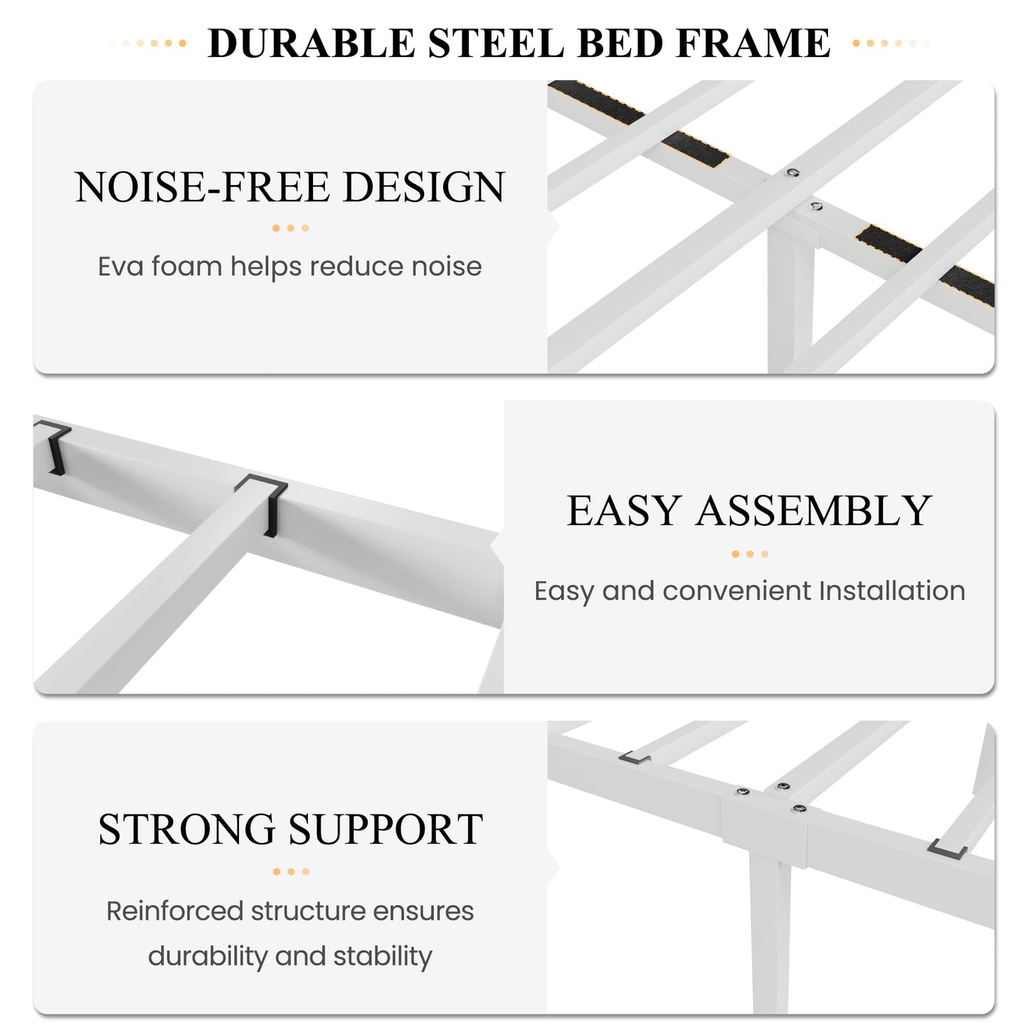SHA CERLIN Full Size Bed Frame with Headboard,Metal Bed Frame with Butterfly Pattern Design Headboard & Footboard,No Box Spring Needed,Easy Assembly,White