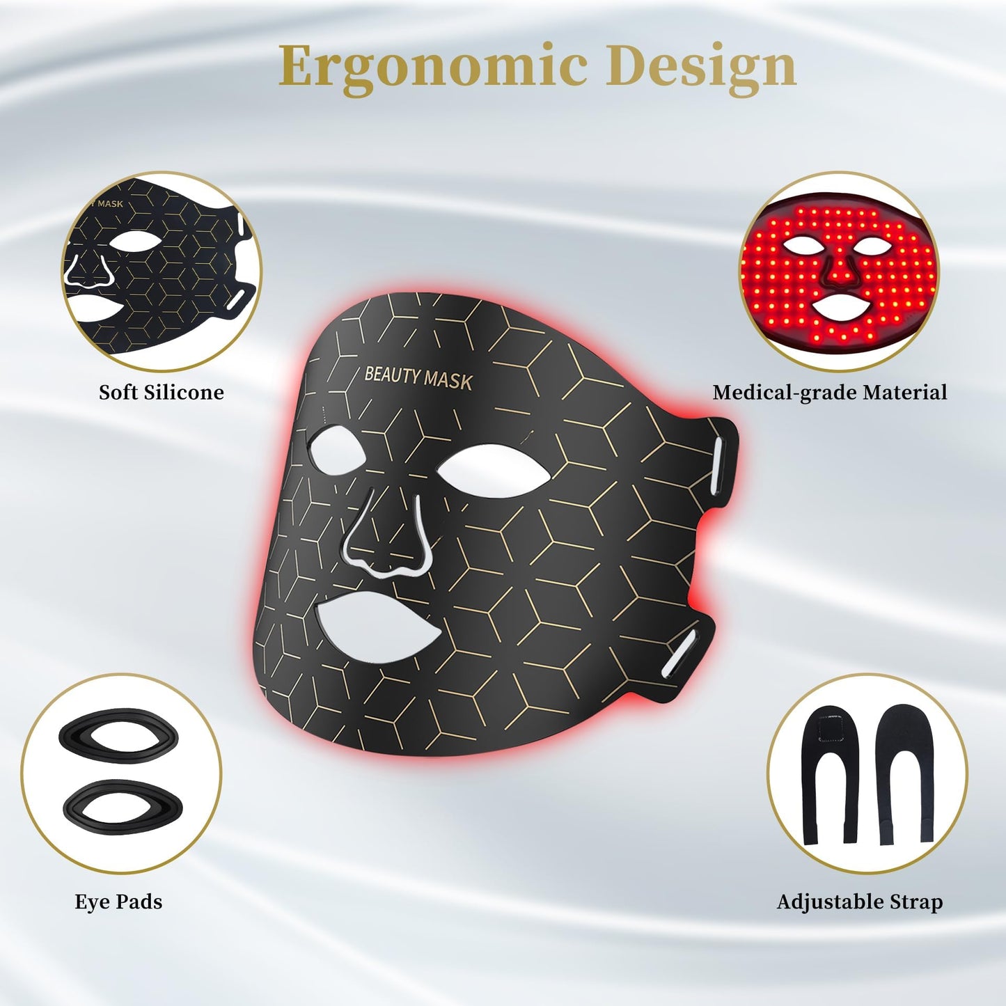 Verfubo FDA-Cleared Red Light Therapy for Face & Neck, Rechargeable 7-in-1 LED with 850nm & 660nm NIR, Hands-Free Silicone for Anti-Aging, Wrinkle Reduction & Sensitive Skin During Yoga or Work