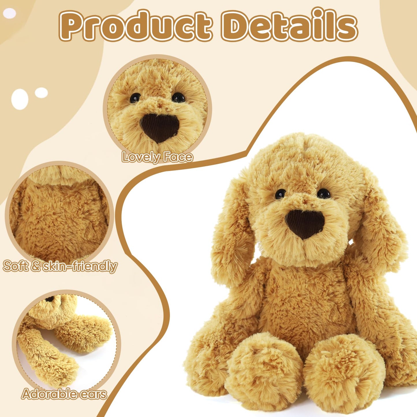 Furvana The Golden Retriever Plush, Dogs Stuffed Animals, 10" Golden Retriever Stuffed Animal, Ideal Christmas Animal Gift for Toddlers, Kids & Teens, for Ages 3-14