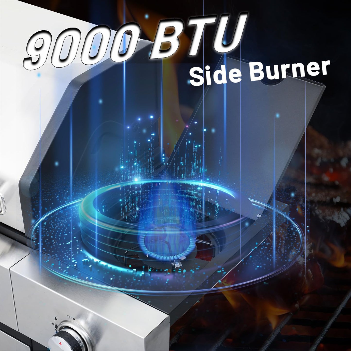 3+1 Burner Propane Gas Grill, 40,500 BTU Stainless Steel BBQ Grill with Side Burner for Outdoor Backyard, Camping, Patio, and Tailgating (3+1 burner)